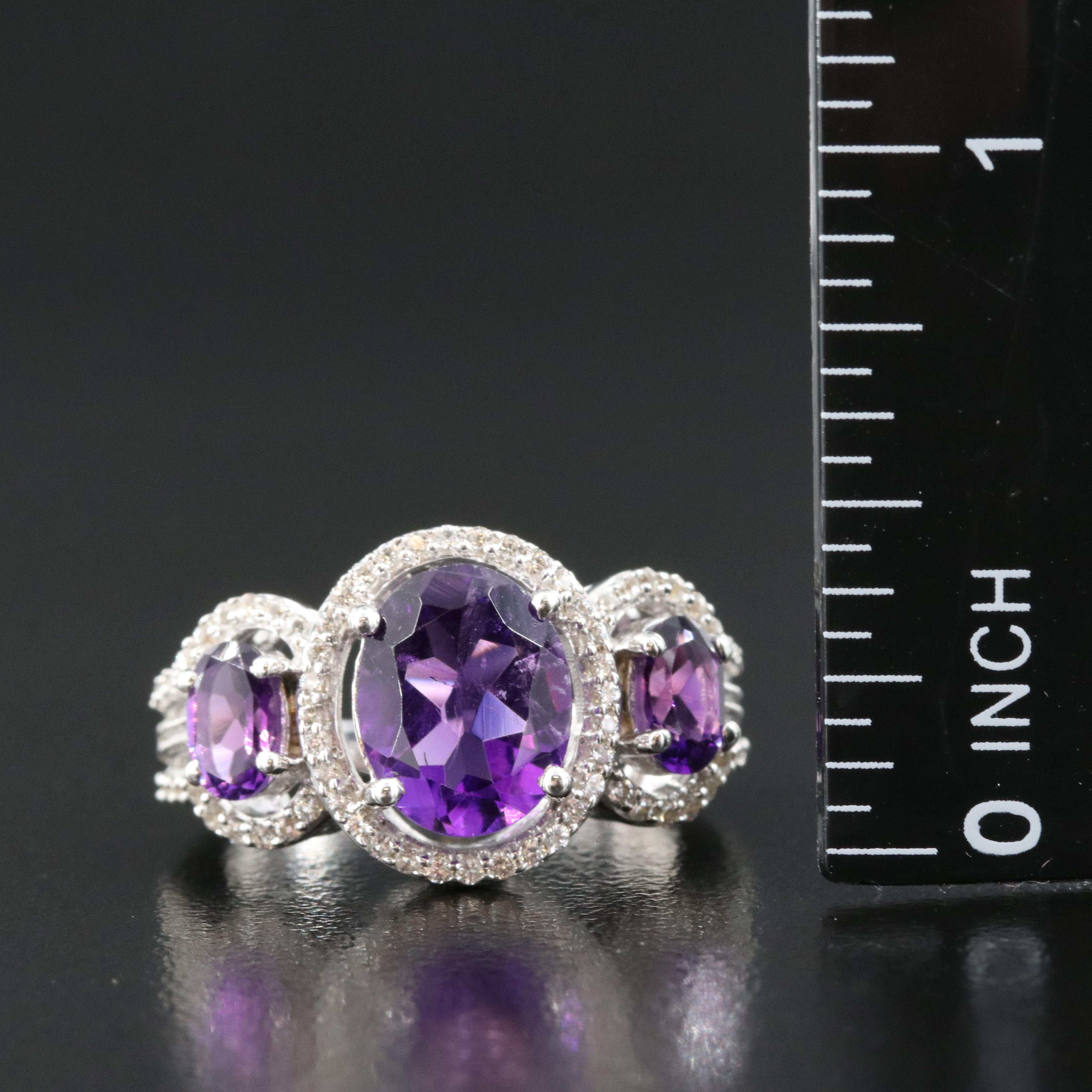 Sterling Amethyst and Sapphire Ring