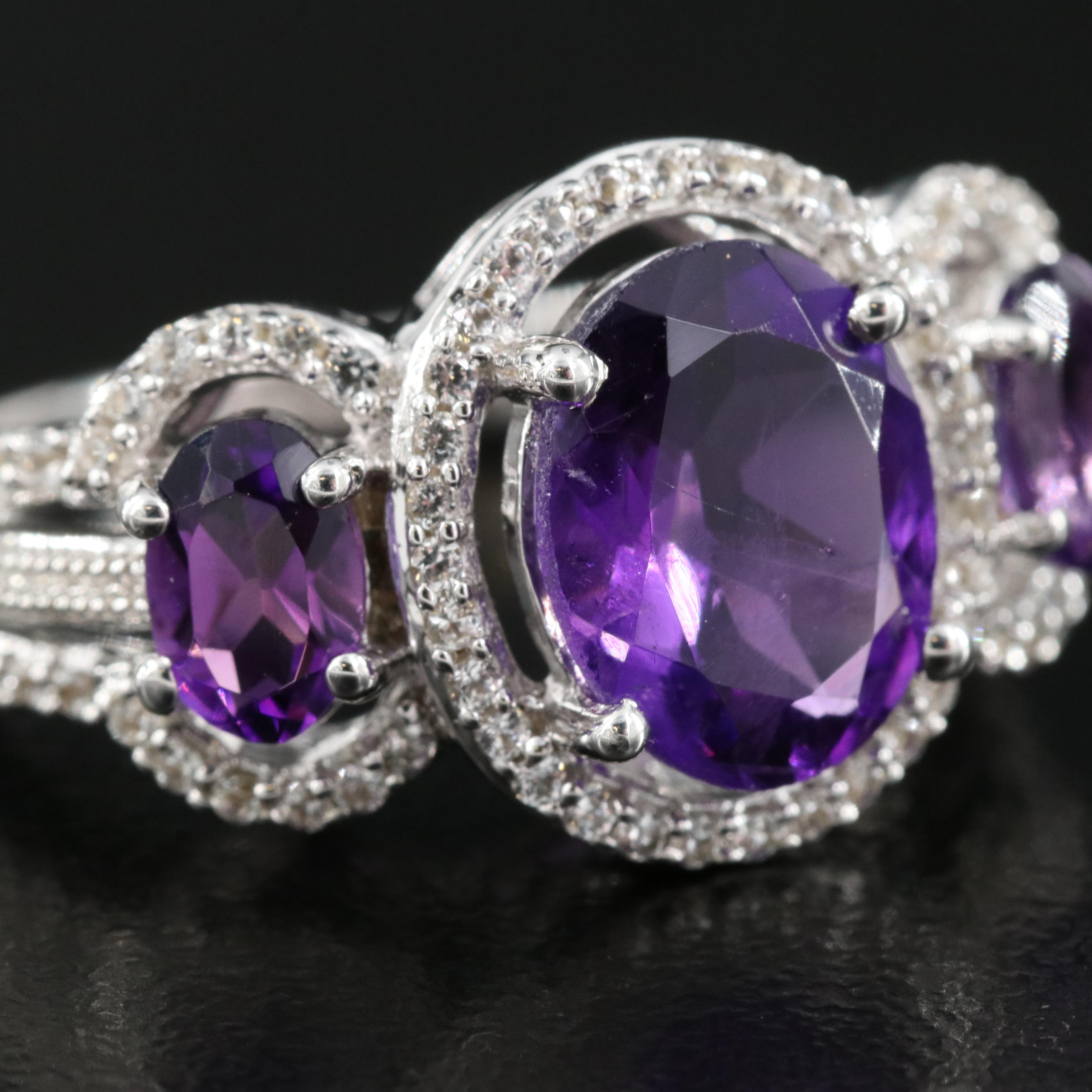 Sterling Amethyst and Sapphire Ring