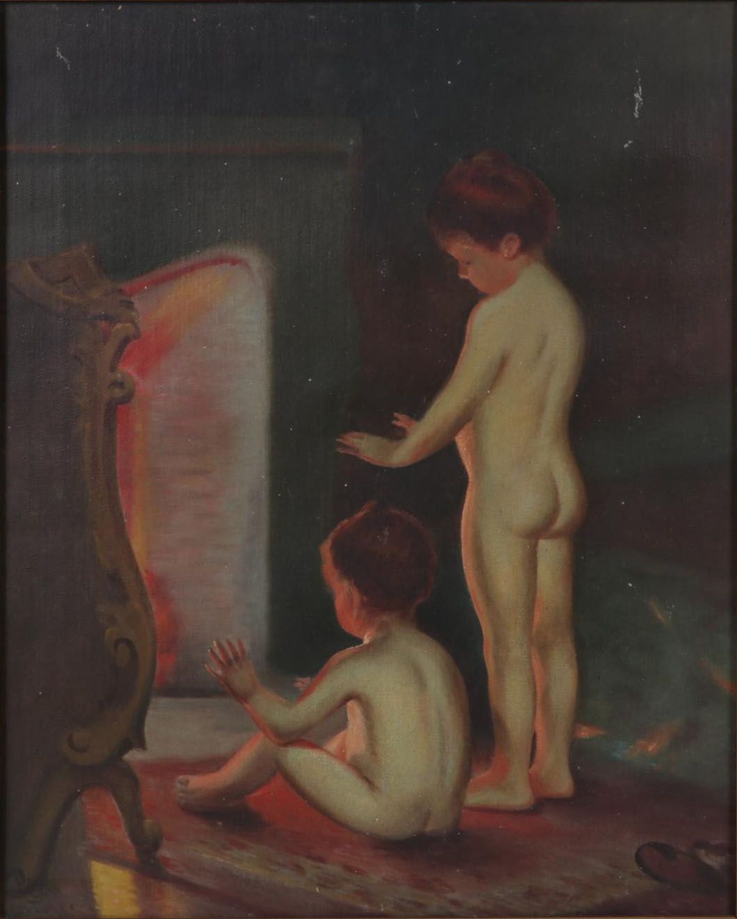 Oil Painting After Paul Peel "After the Bath," Early 20th Century