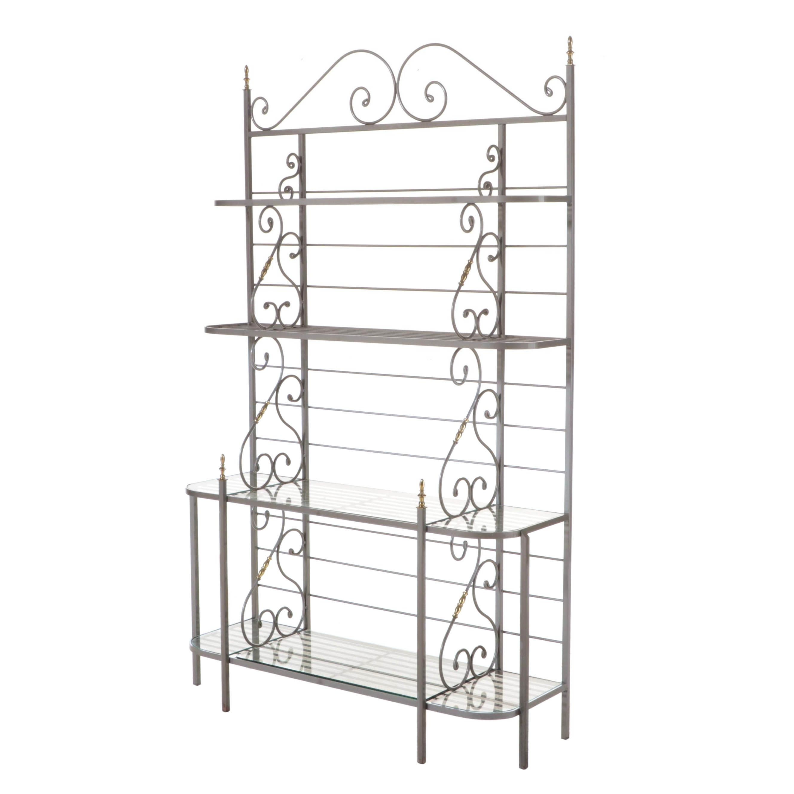Charleston Forge Brass-Mounted Iron Four-Tier Baker's Rack