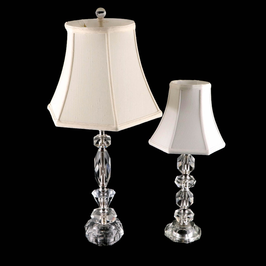 Facet Cut Stacked Glass Table Lamps, Mid to Late 20th Century