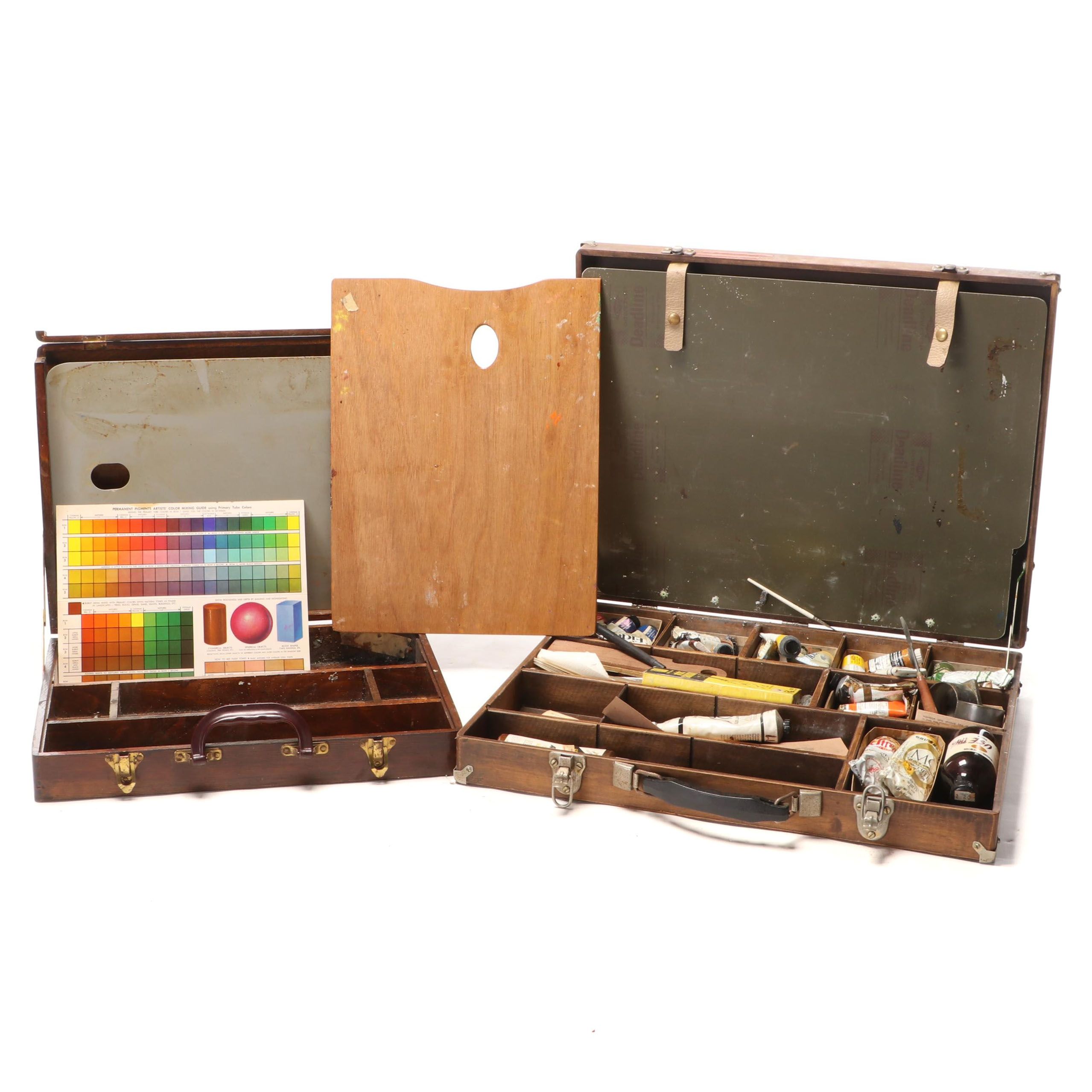 Wooden Paint Palette With Painting Supplies in Anco and Other Cases