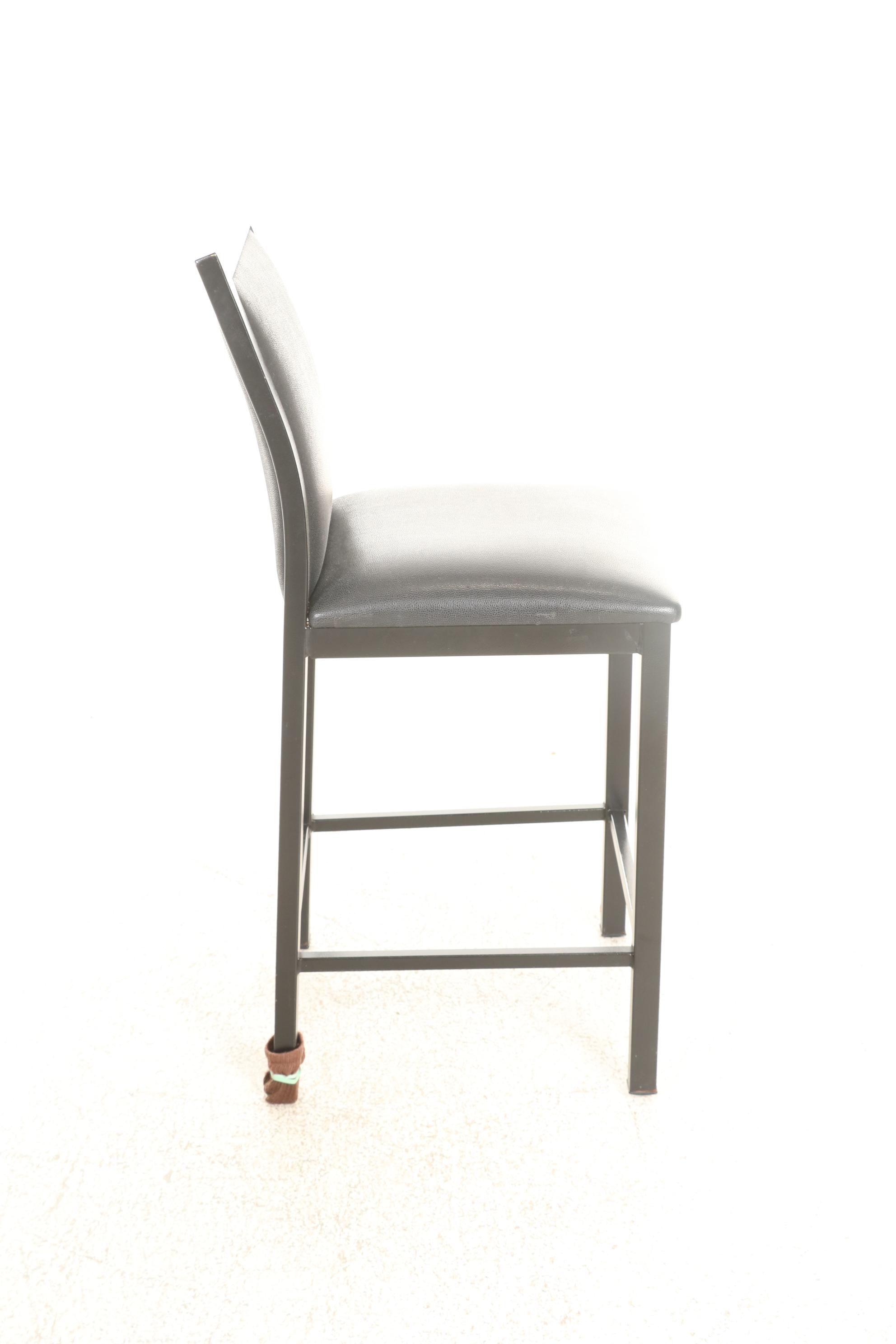 Four Grand Rapids Chair Co. Metal and Faux Leather Counter-Height Barstools