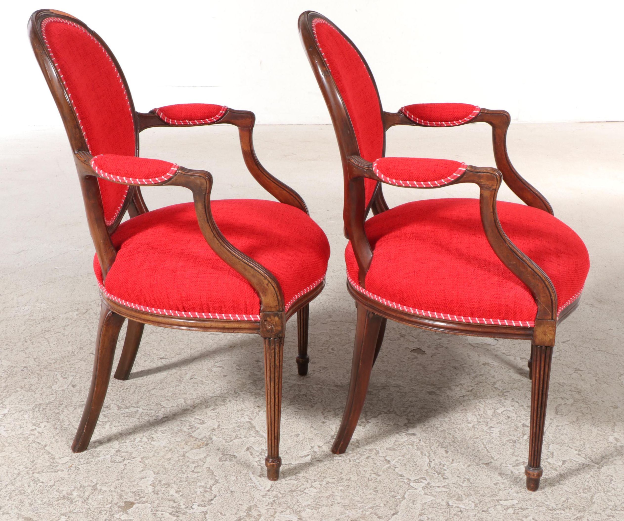 Pair of Louis XVI Style Beech and Custom-Upholstered Chairs