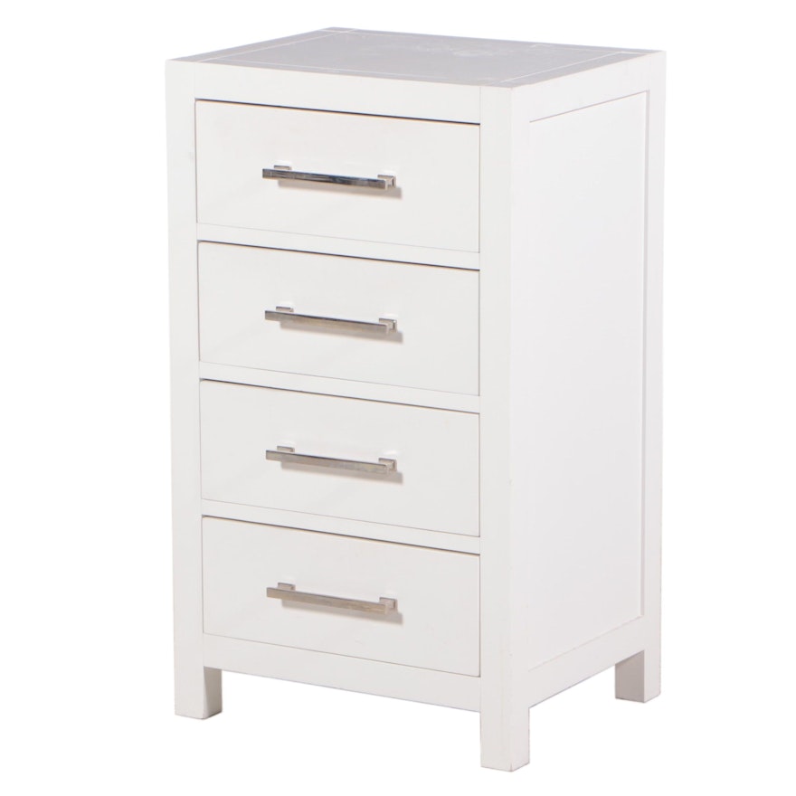 Contemporary White-Painted Four-Drawer Chest