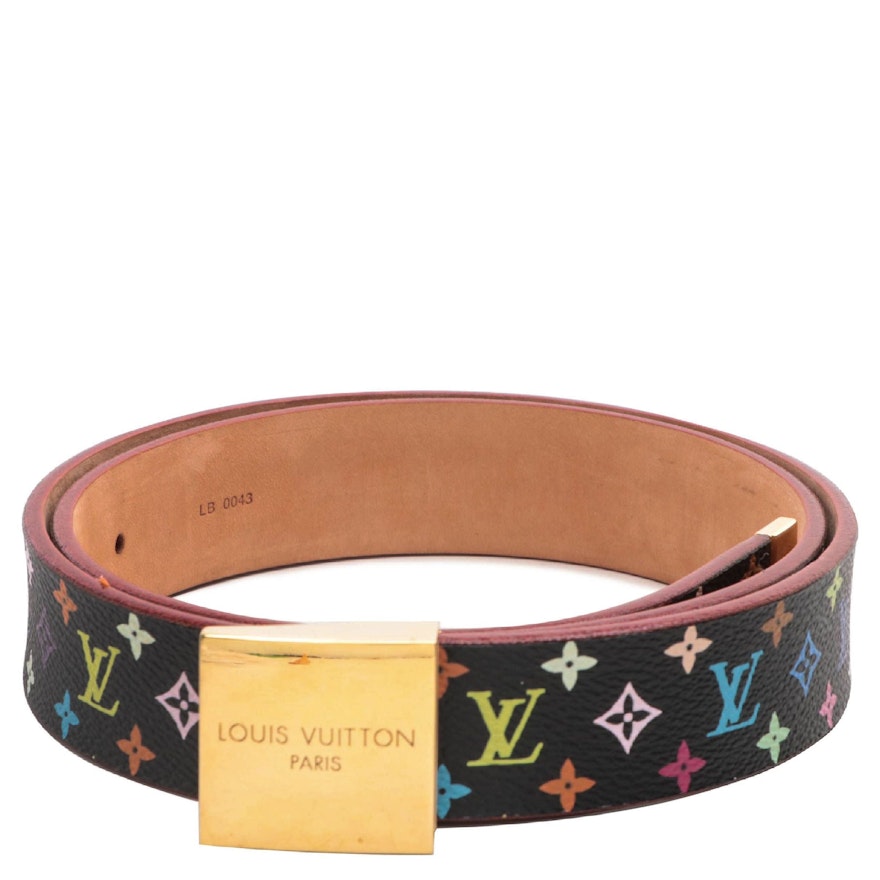 Louis Vuitton x Takashi Murakami Belt in Monogram Multicolor Coated Canvas