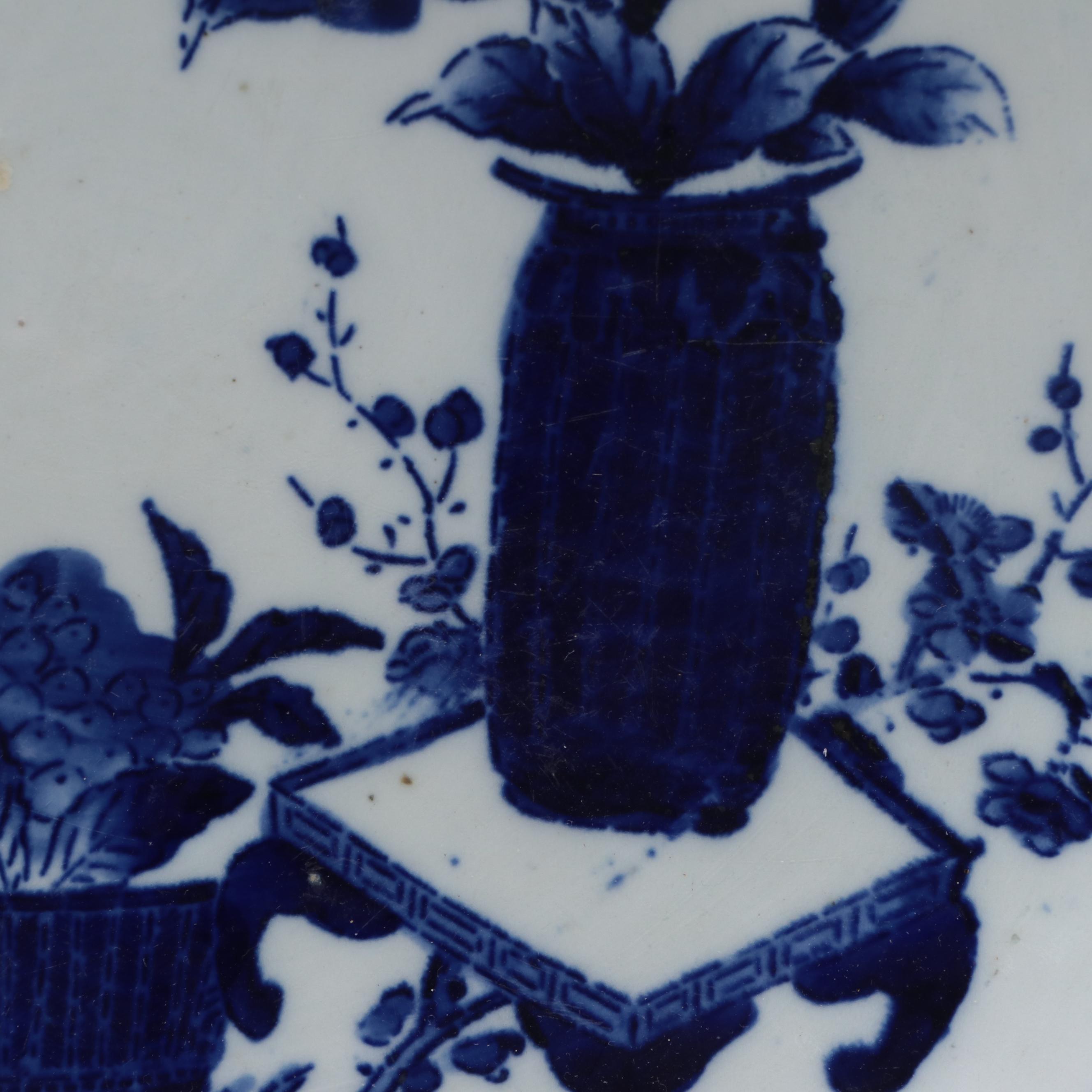 Japanese Katagami Blue and White Porcelain Chargers, Antique