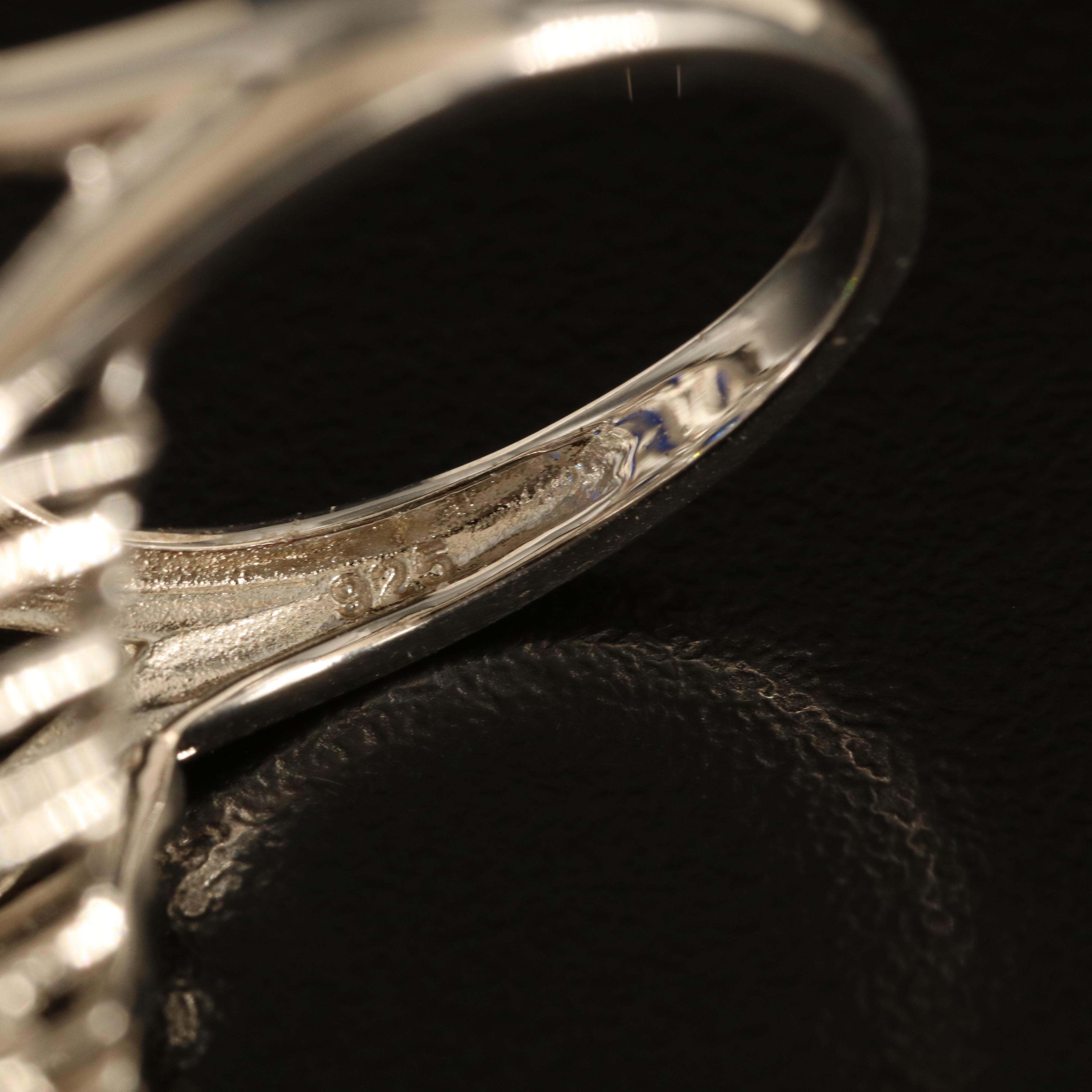 Sterling Sapphire and White Sapphire Navette Ring