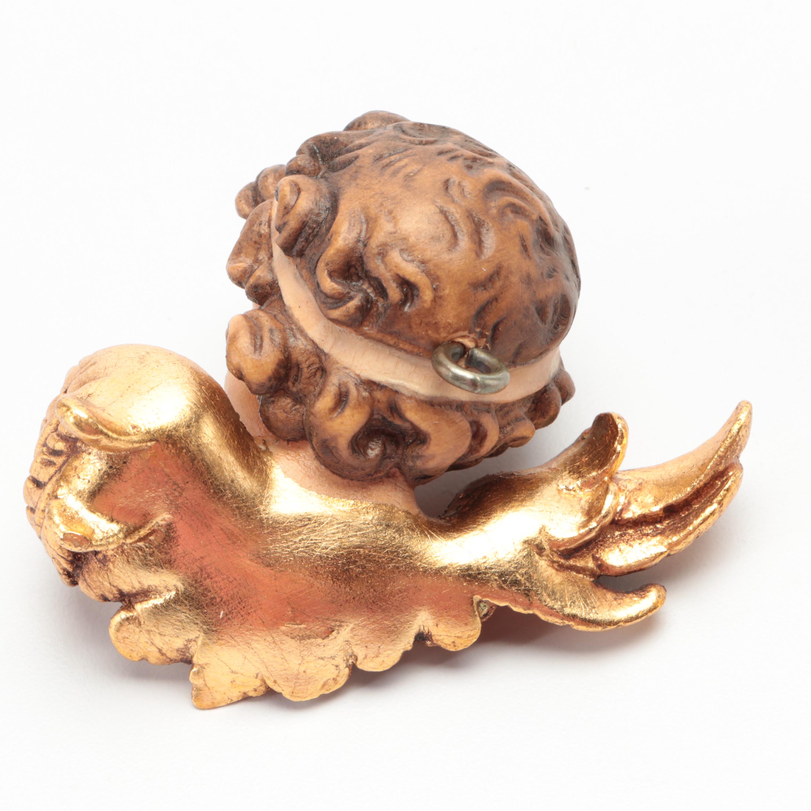 Baroque Style Hand-Painted Wood Angels Wall Plaques