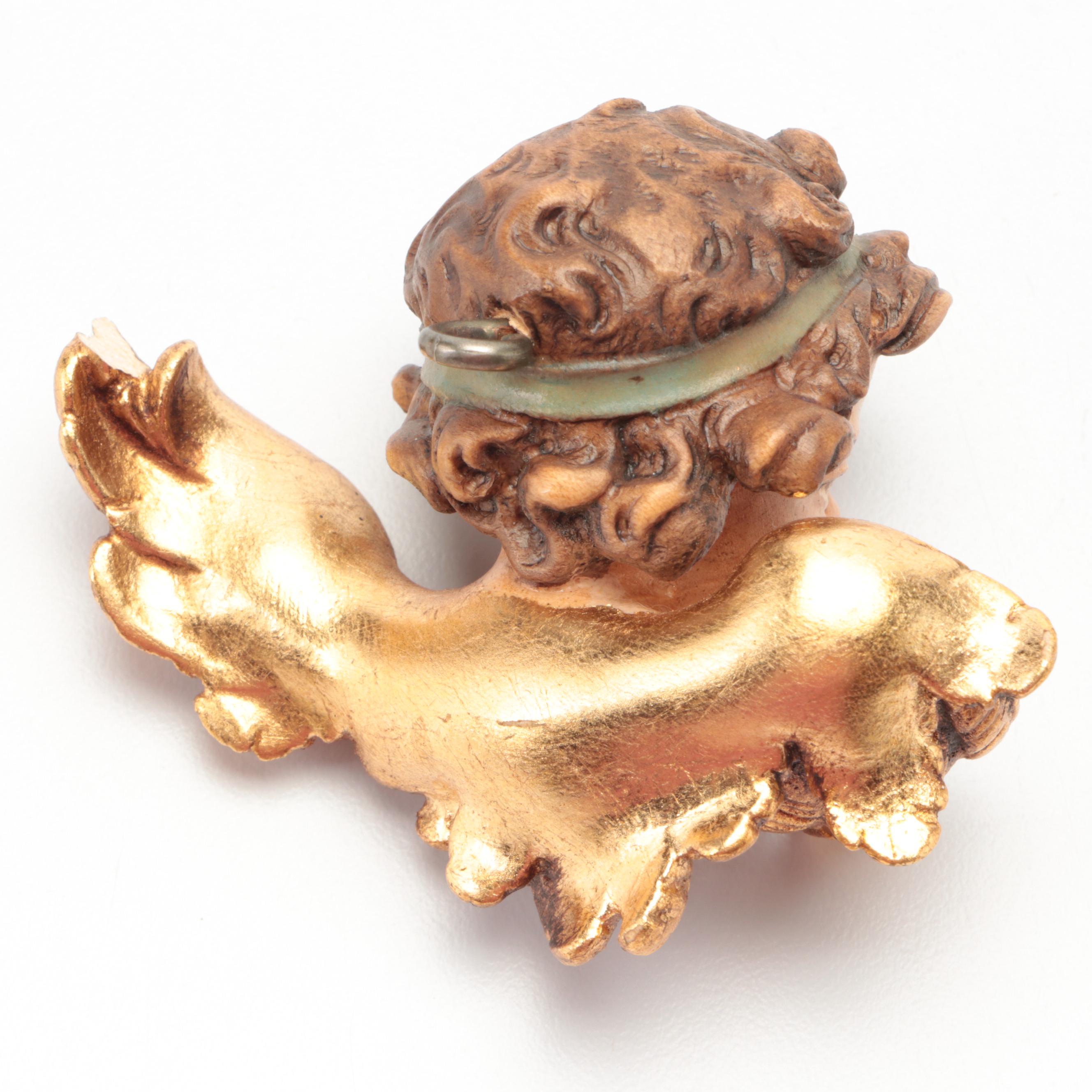 Baroque Style Hand-Painted Wood Angels Wall Plaques