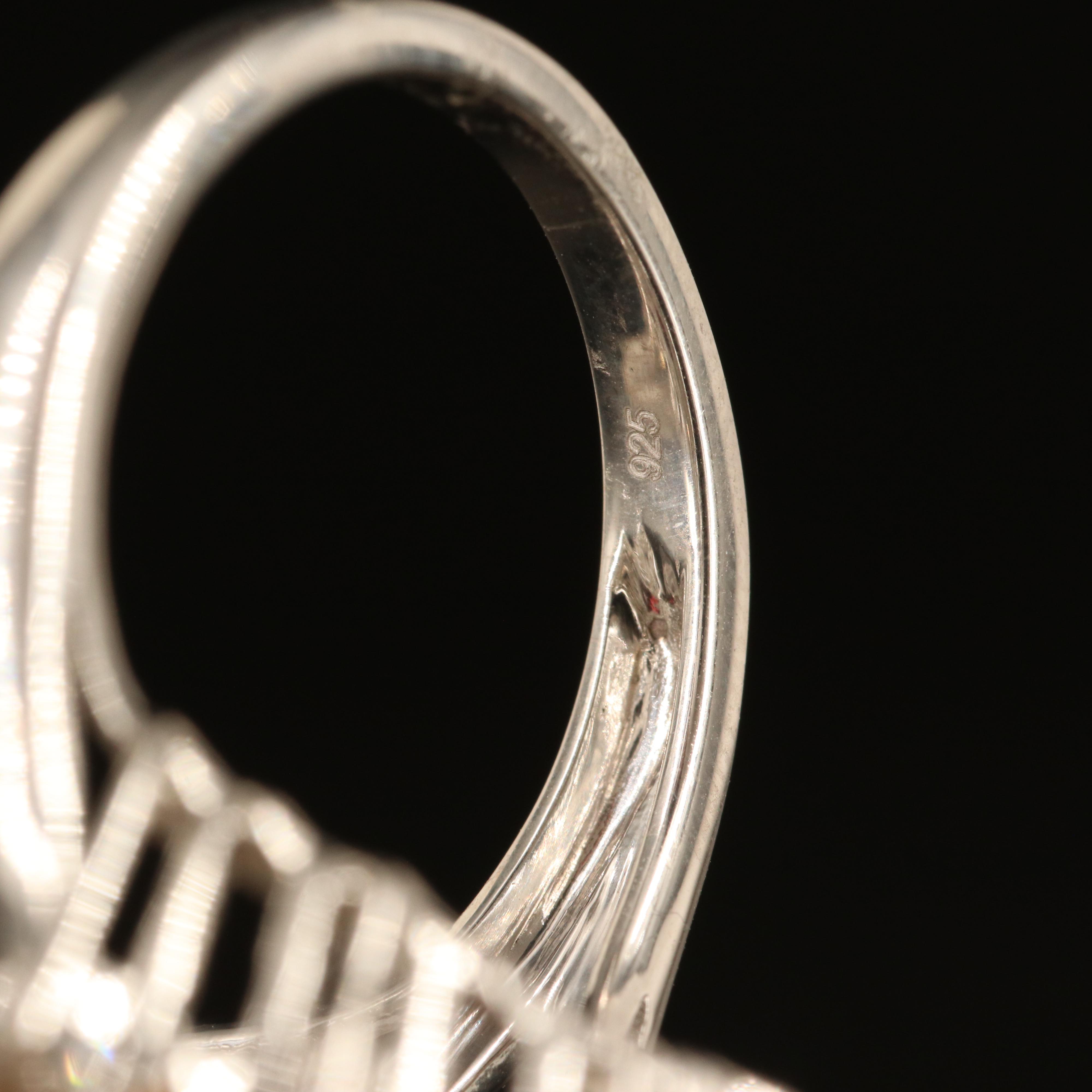 Sterling Garnet, Citrine and White Sapphire Navette Ring