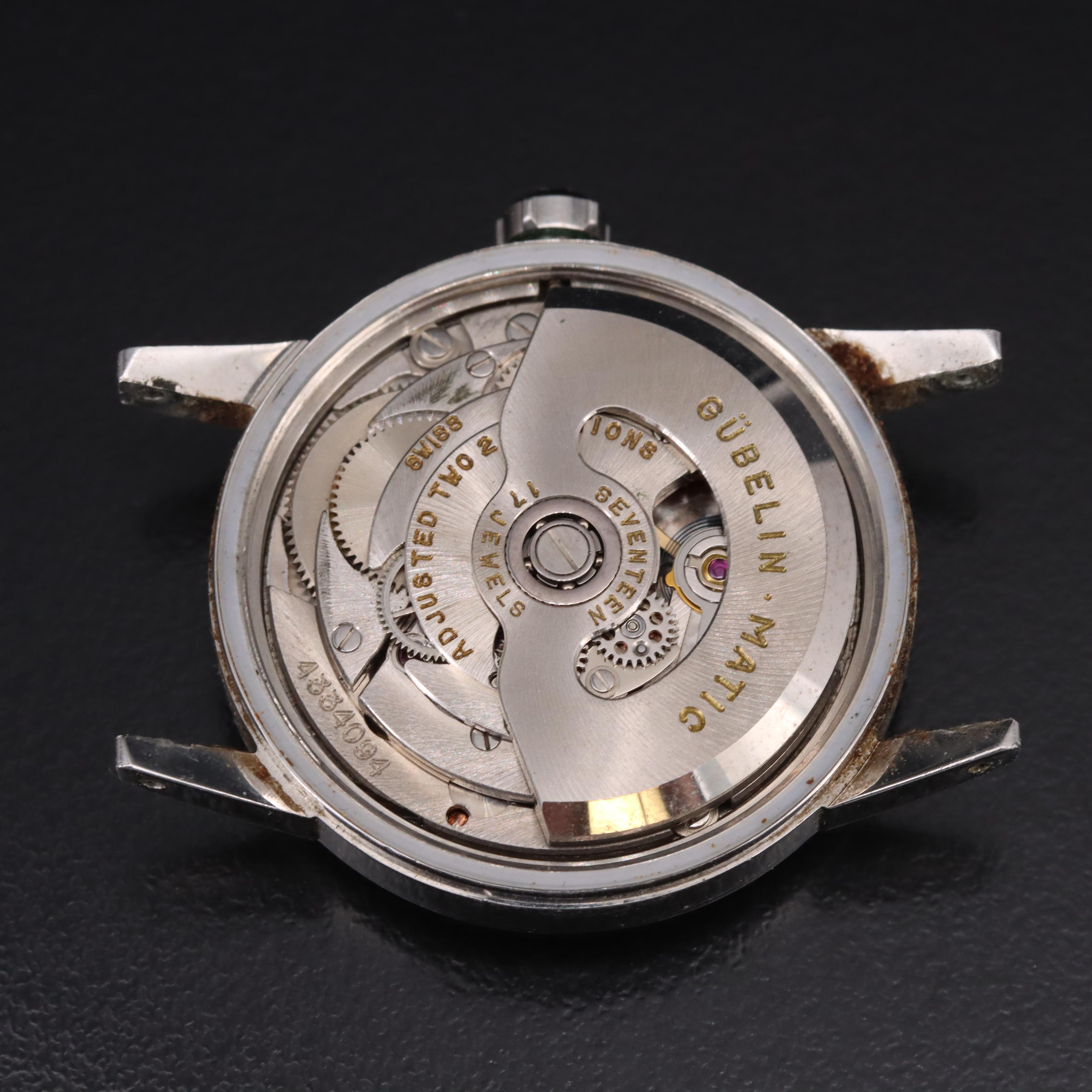 Vintage Gubelin Matic Date Stainless Steel Watch