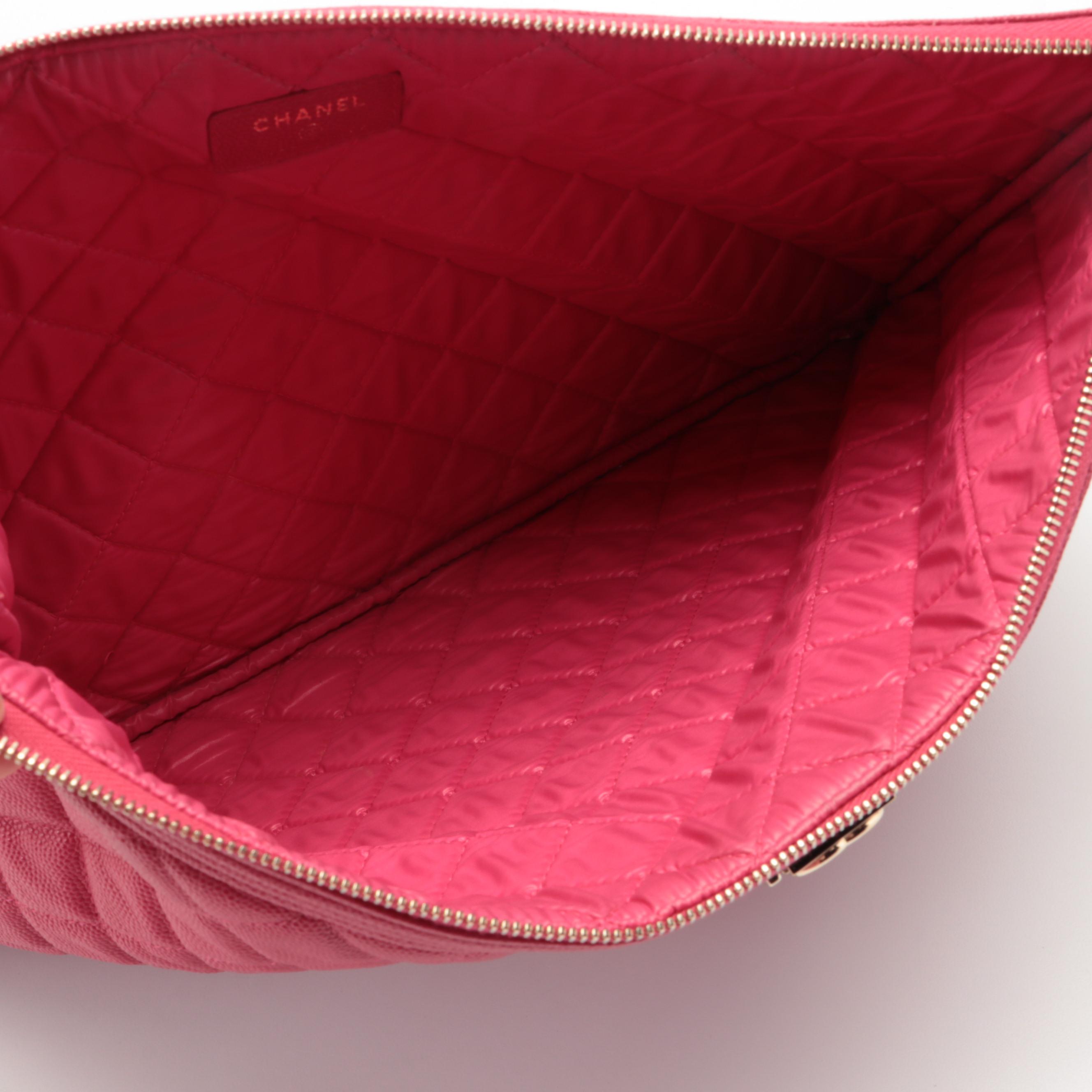 Chanel Boy O Quilted Caviar Leather Zip Case