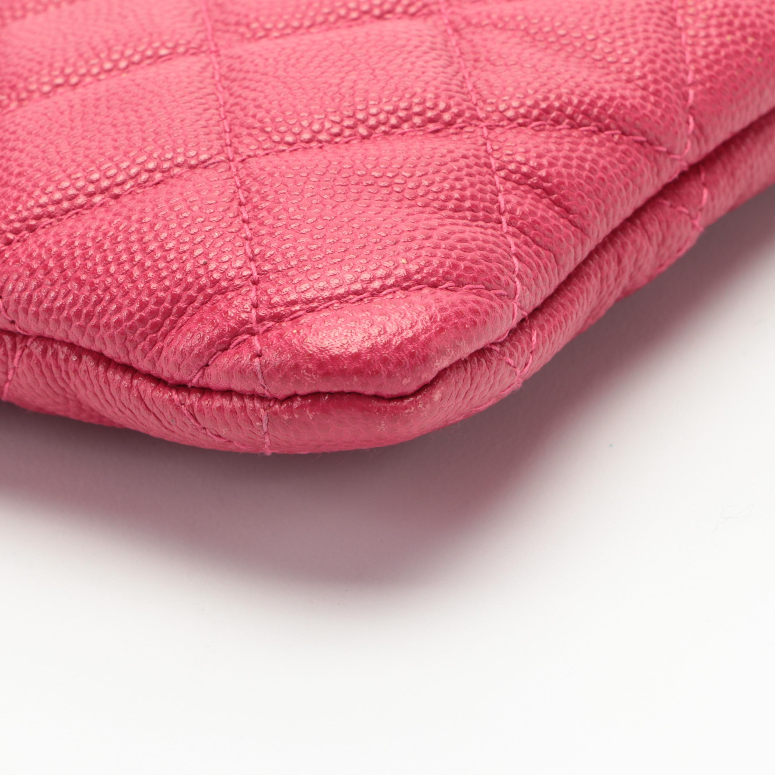 Chanel Boy O Quilted Caviar Leather Zip Case