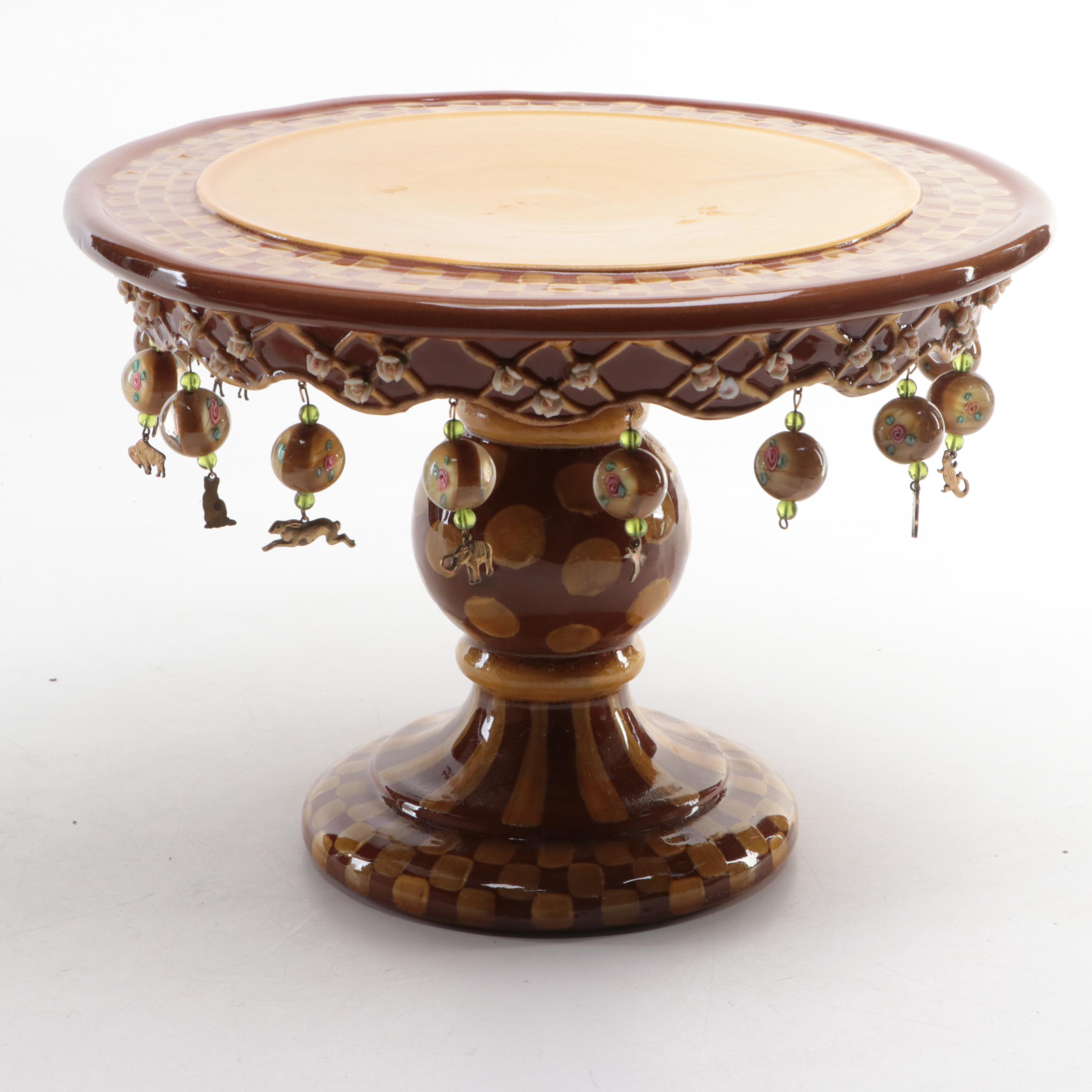 MacKenzie-Childs "Peanuts" Pedestal Cake Stand and Christofle Porcelain Chargers