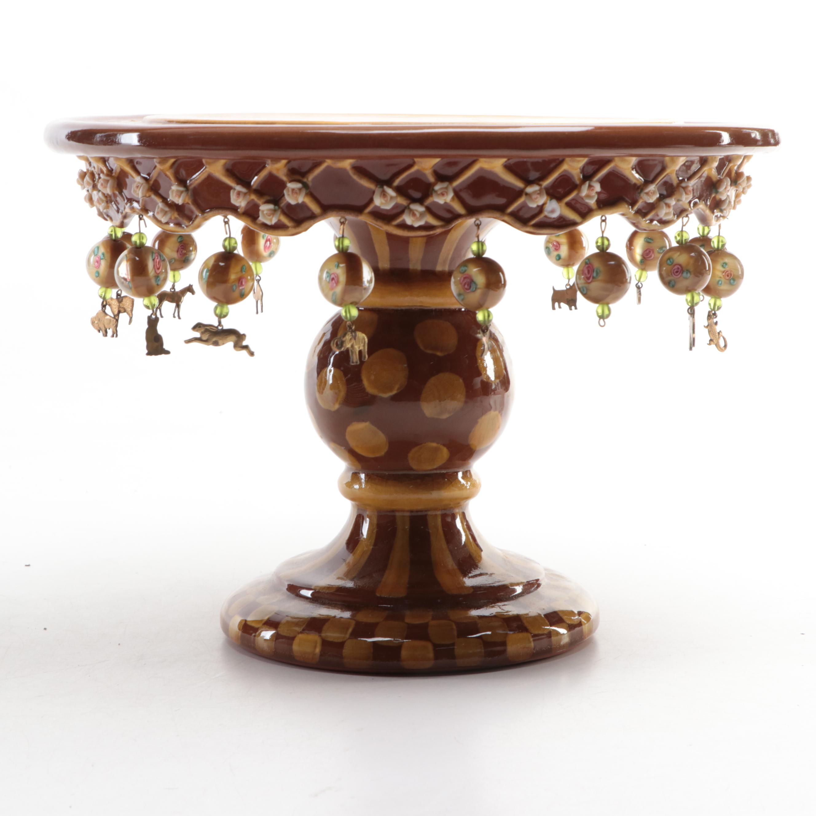 MacKenzie-Childs "Peanuts" Pedestal Cake Stand and Christofle Porcelain Chargers