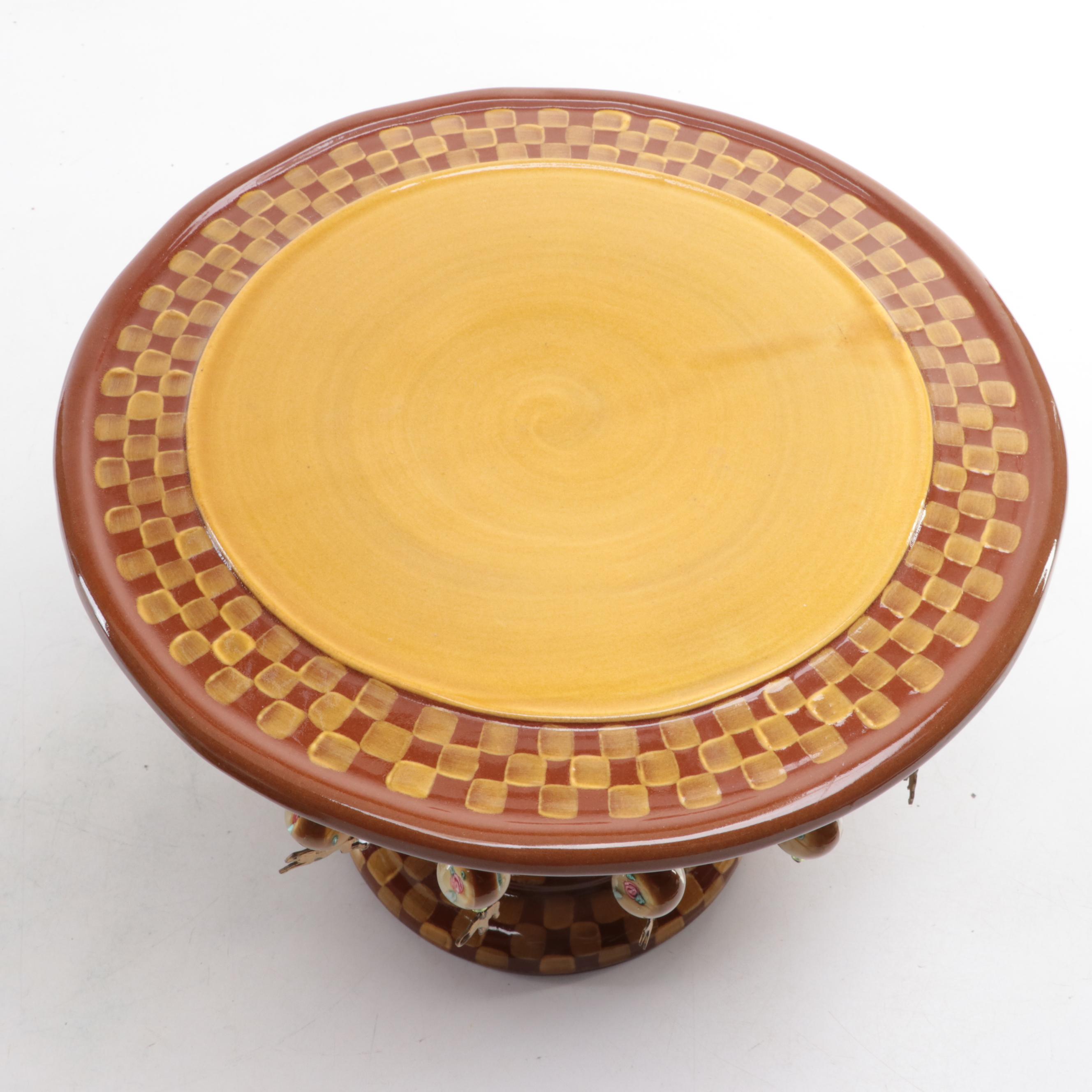 MacKenzie-Childs "Peanuts" Pedestal Cake Stand and Christofle Porcelain Chargers