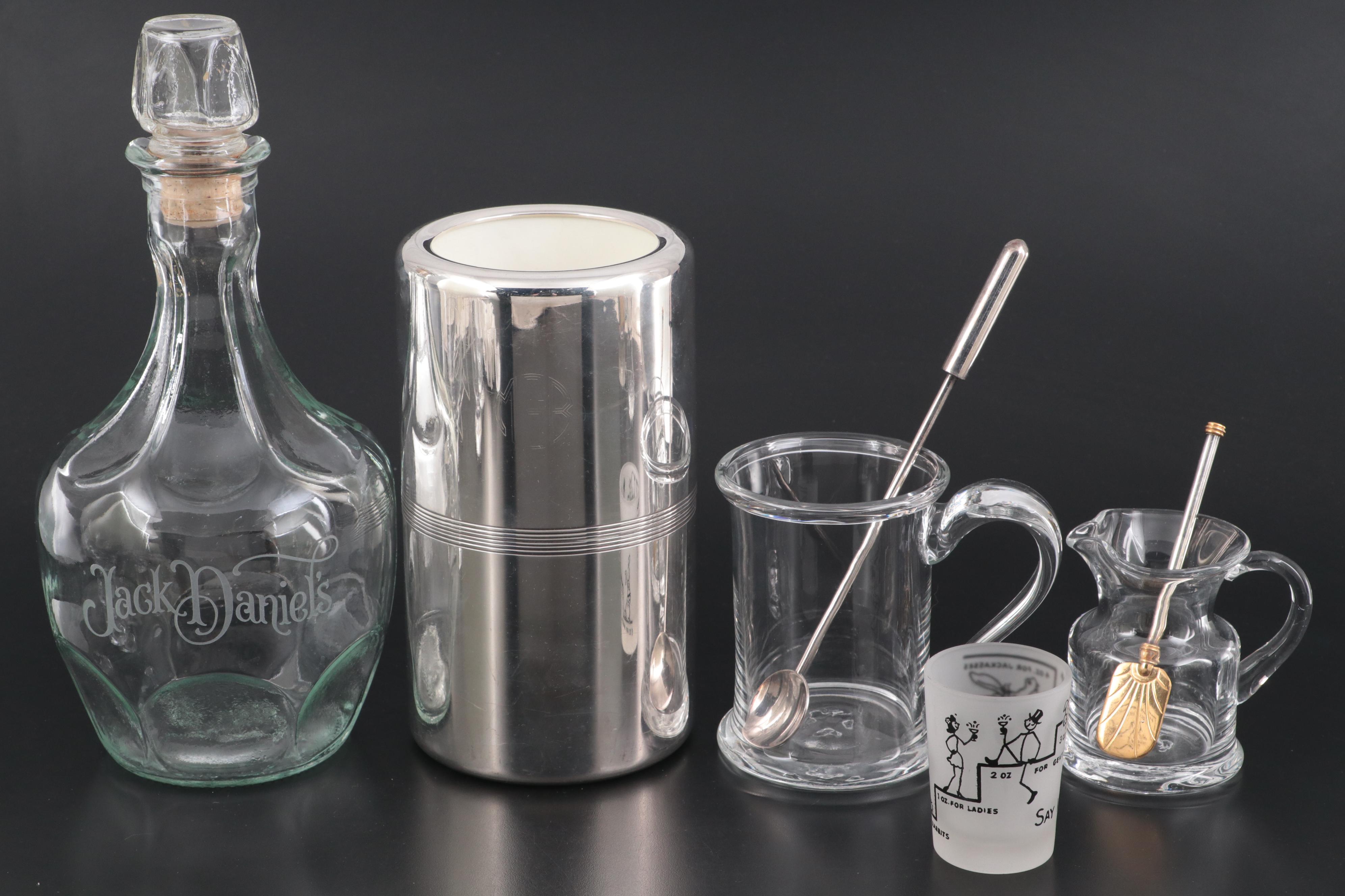Christofle Silver Plate Wine Chiller with Other Tasting Glasses and Barware