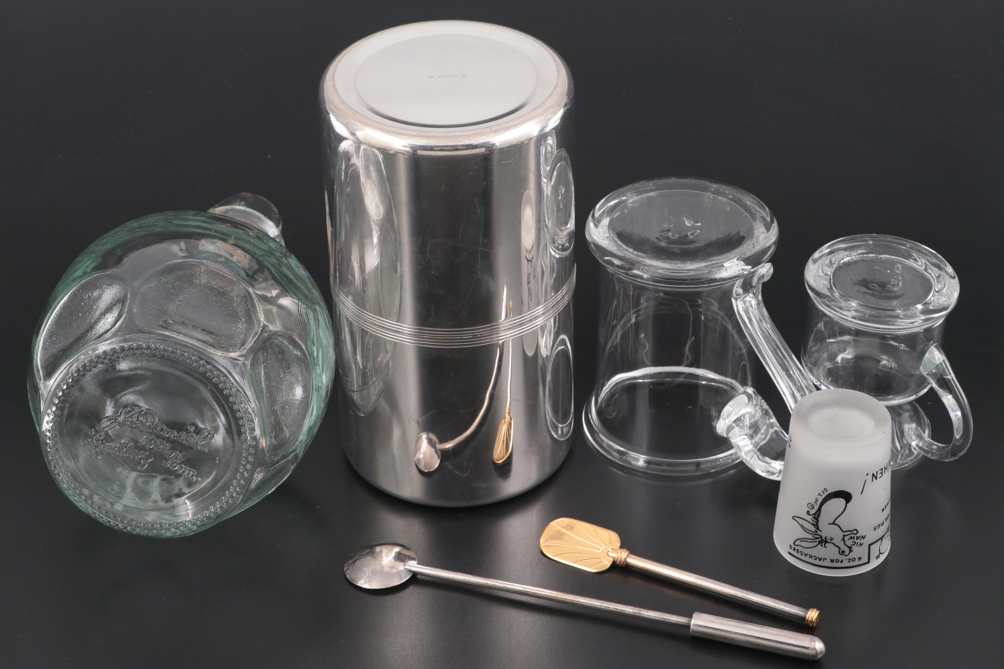 Christofle Silver Plate Wine Chiller with Other Tasting Glasses and Barware