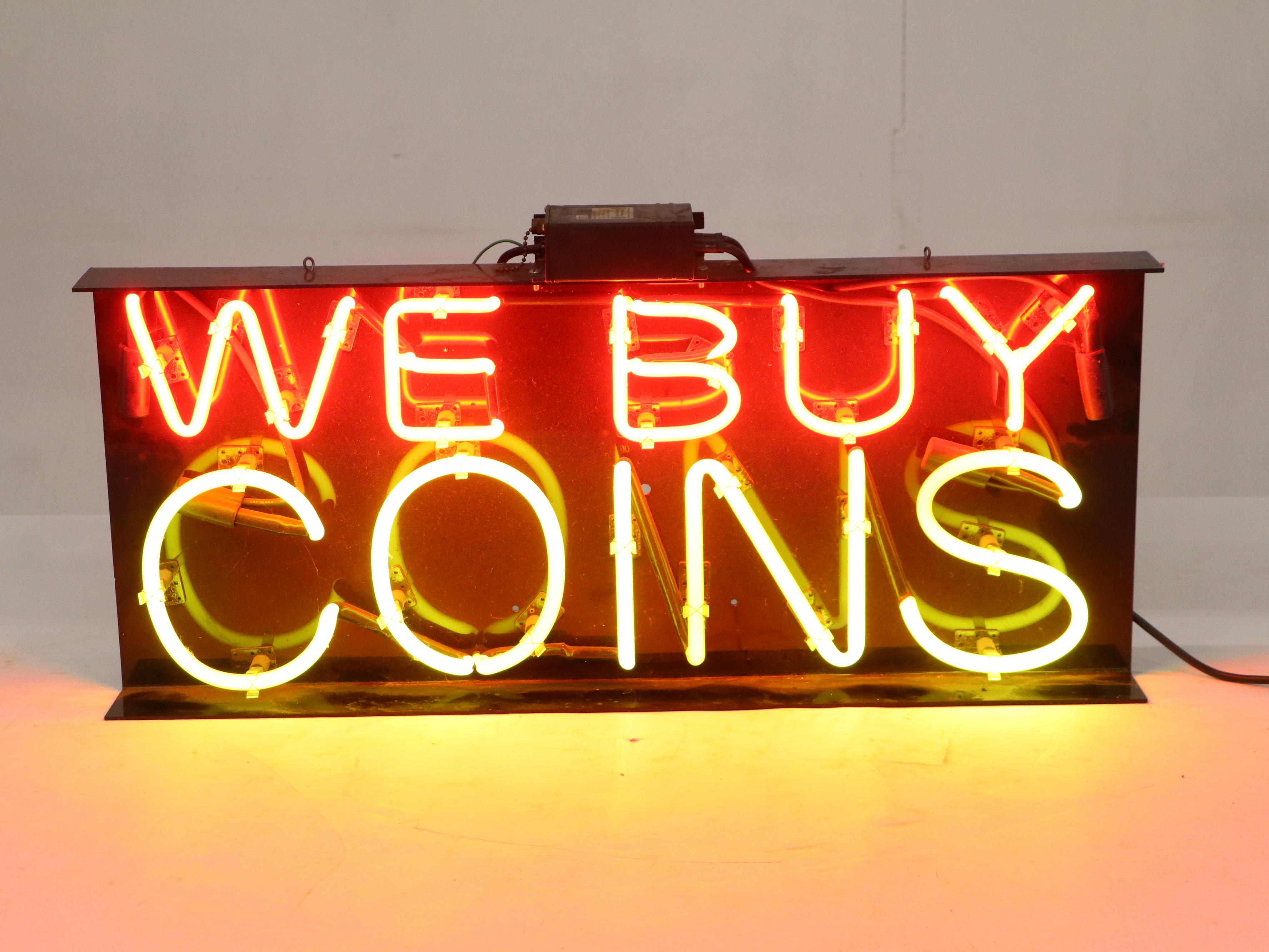 Neon Signs "We Buy Coins" Illuminated Wall Sign