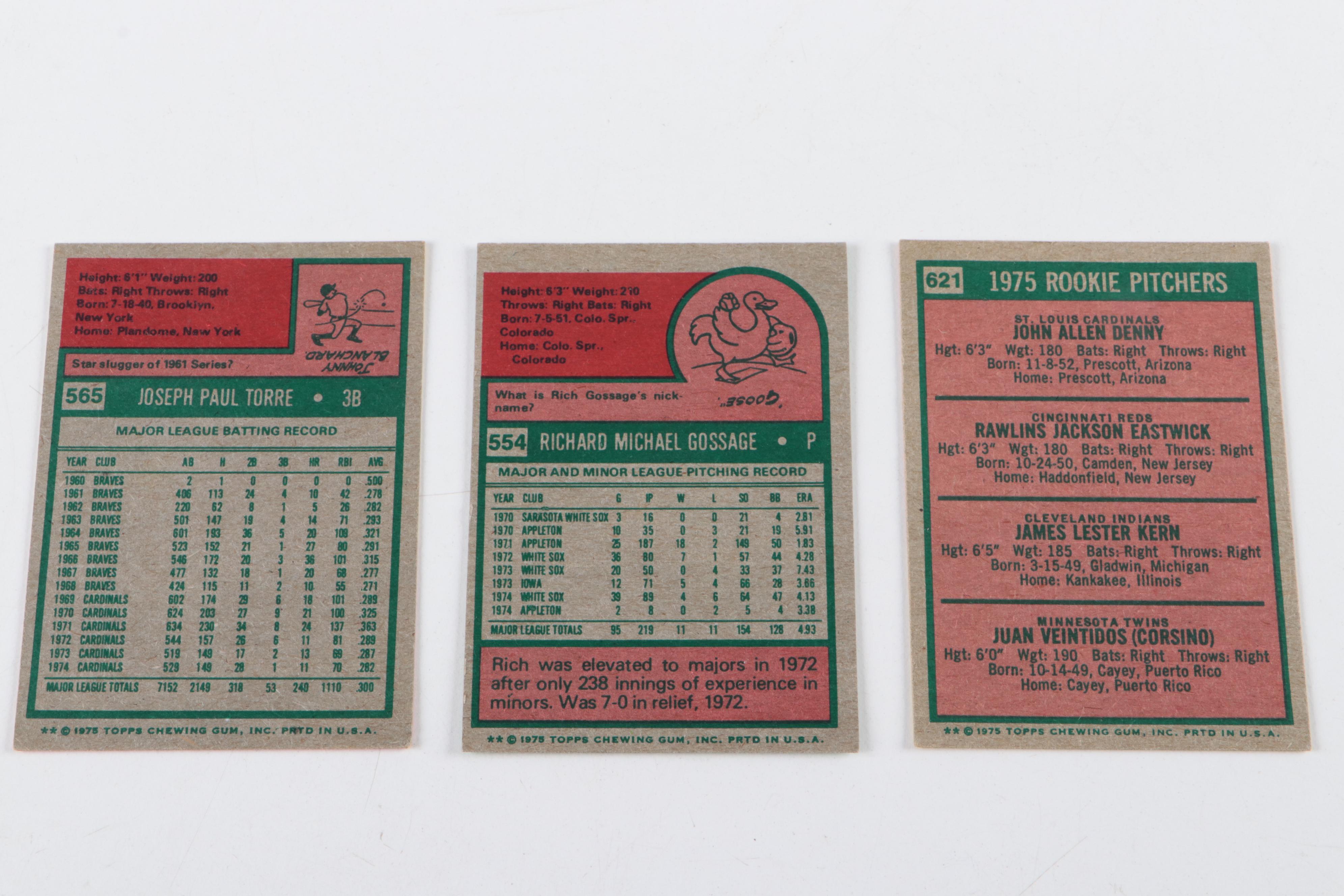 1975 Topps Mini Baseball Cards, with Goose Gossage, Joe Torre, and More