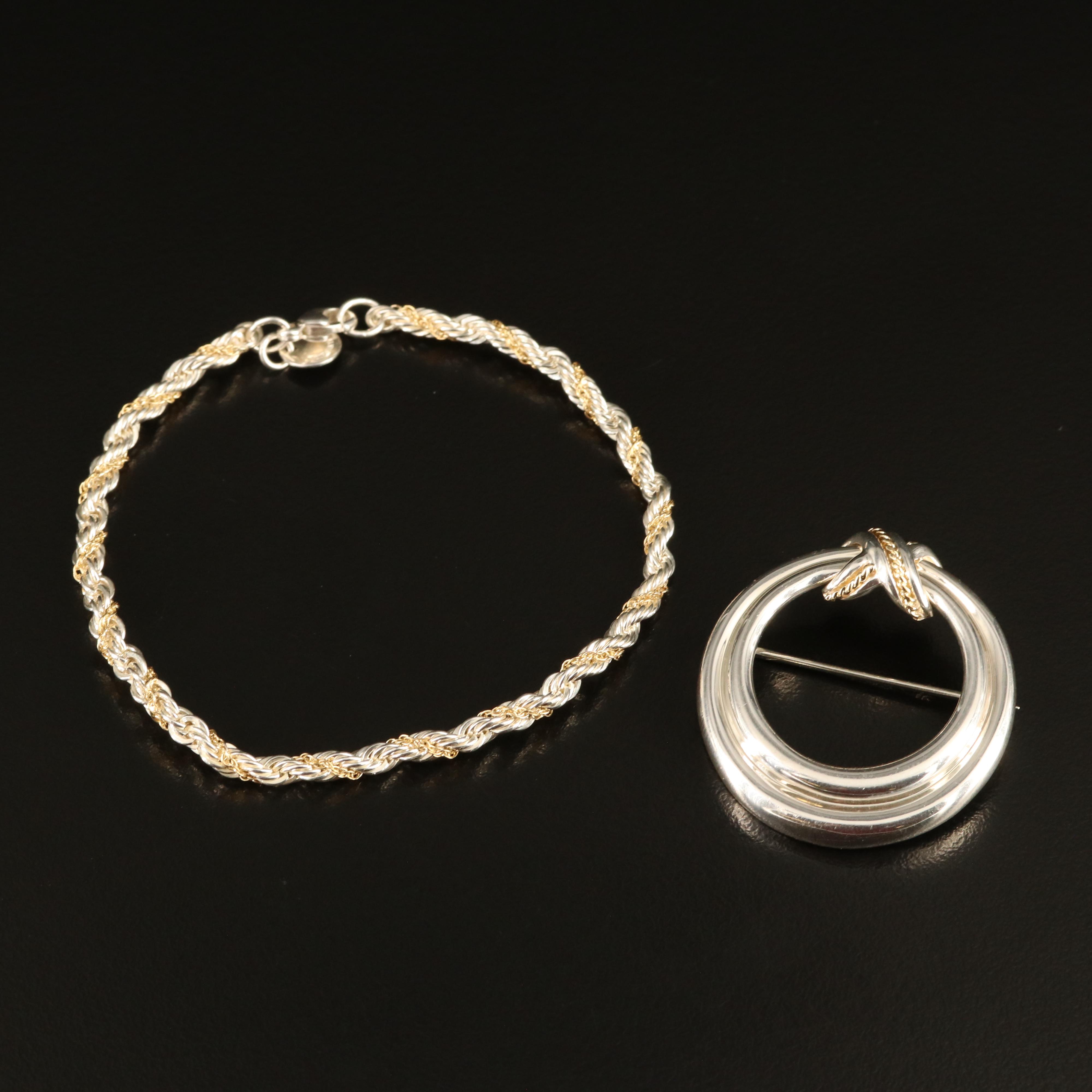 Tiffany & Co. Sterling Earrings, Brooch and Bracelet with 18K Accents