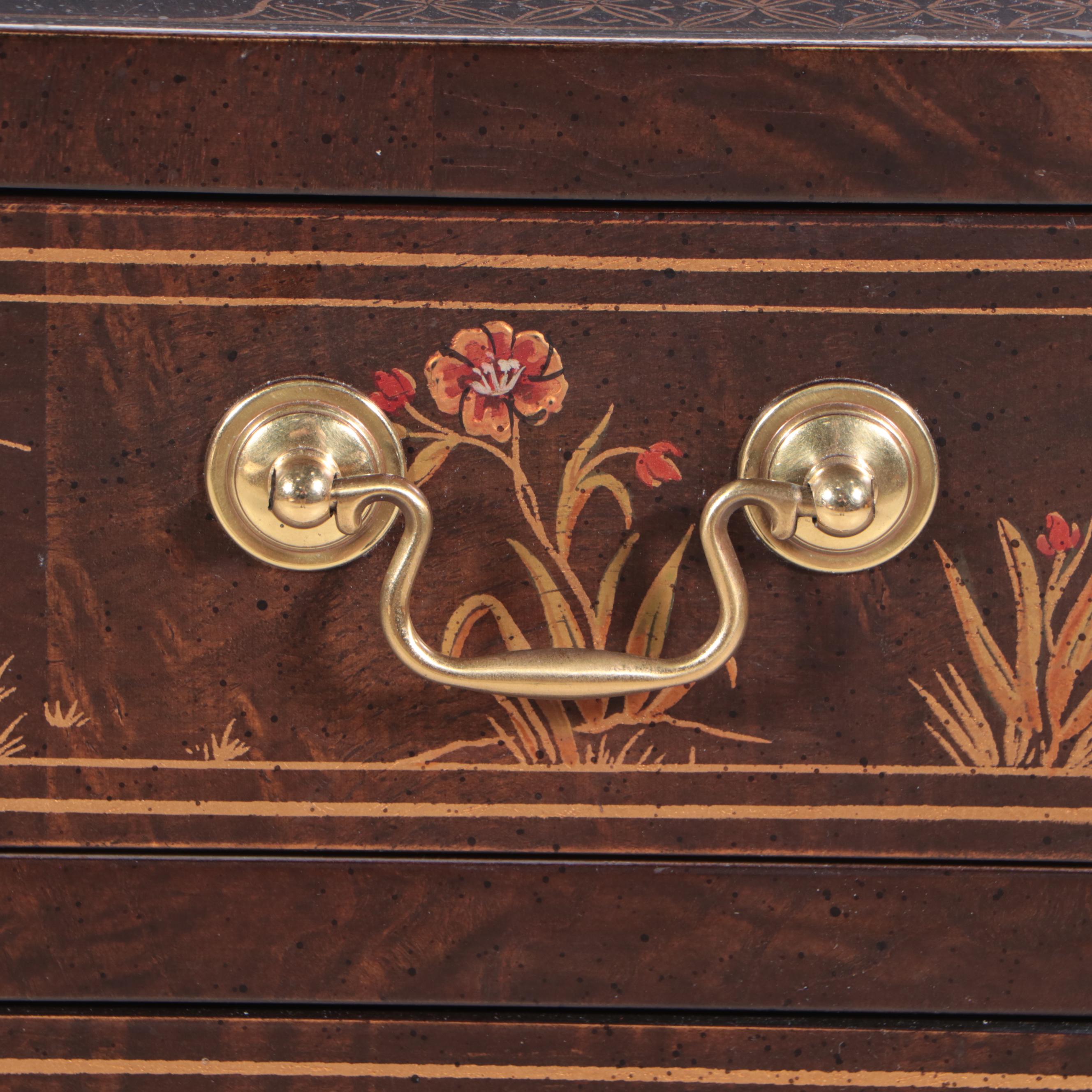 Henredon George III Style Four-Drawer Chinoiserie Chest-on-Stand