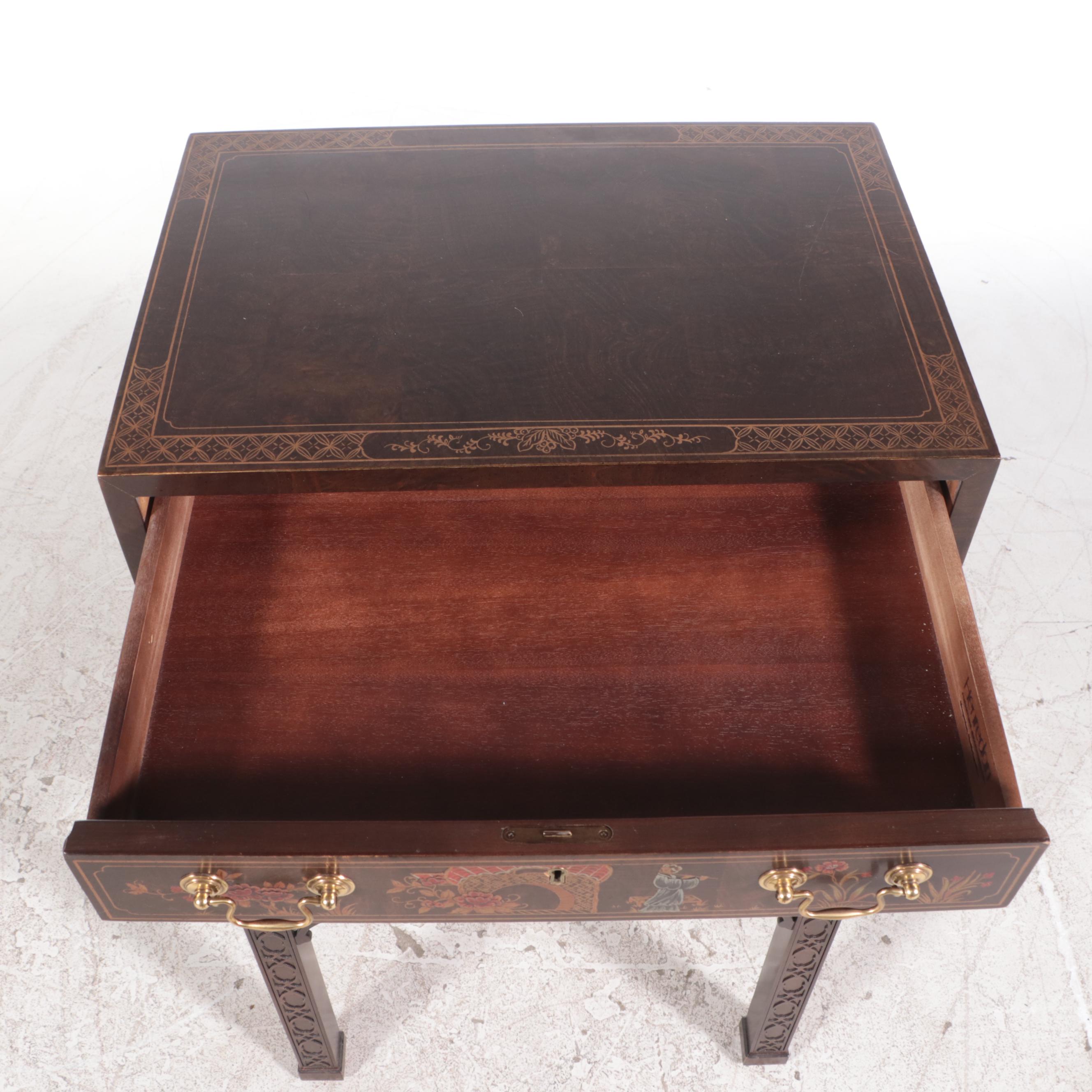 Henredon George III Style Four-Drawer Chinoiserie Chest-on-Stand