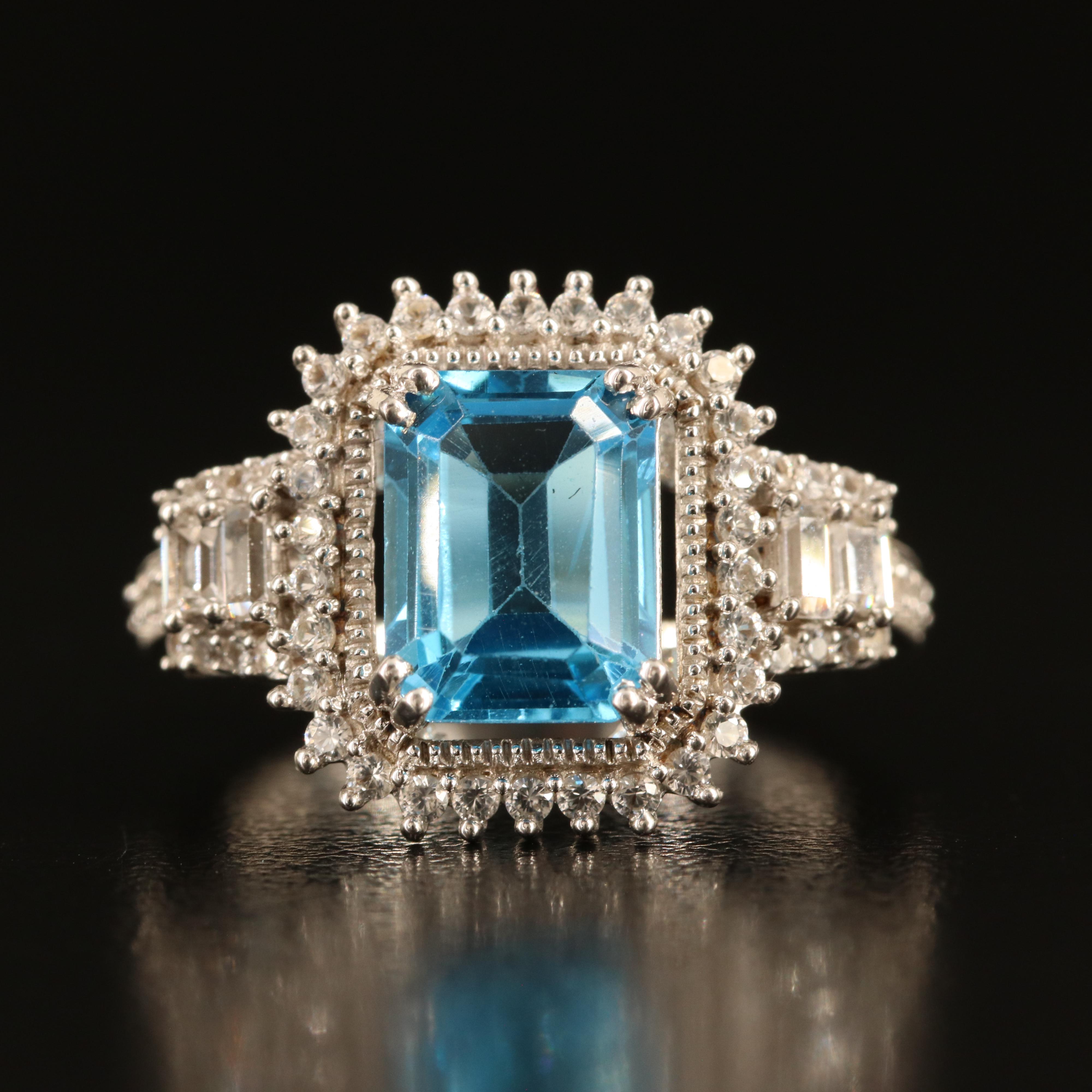 Sterling Sky Blue Topaz and White Sapphire Ring