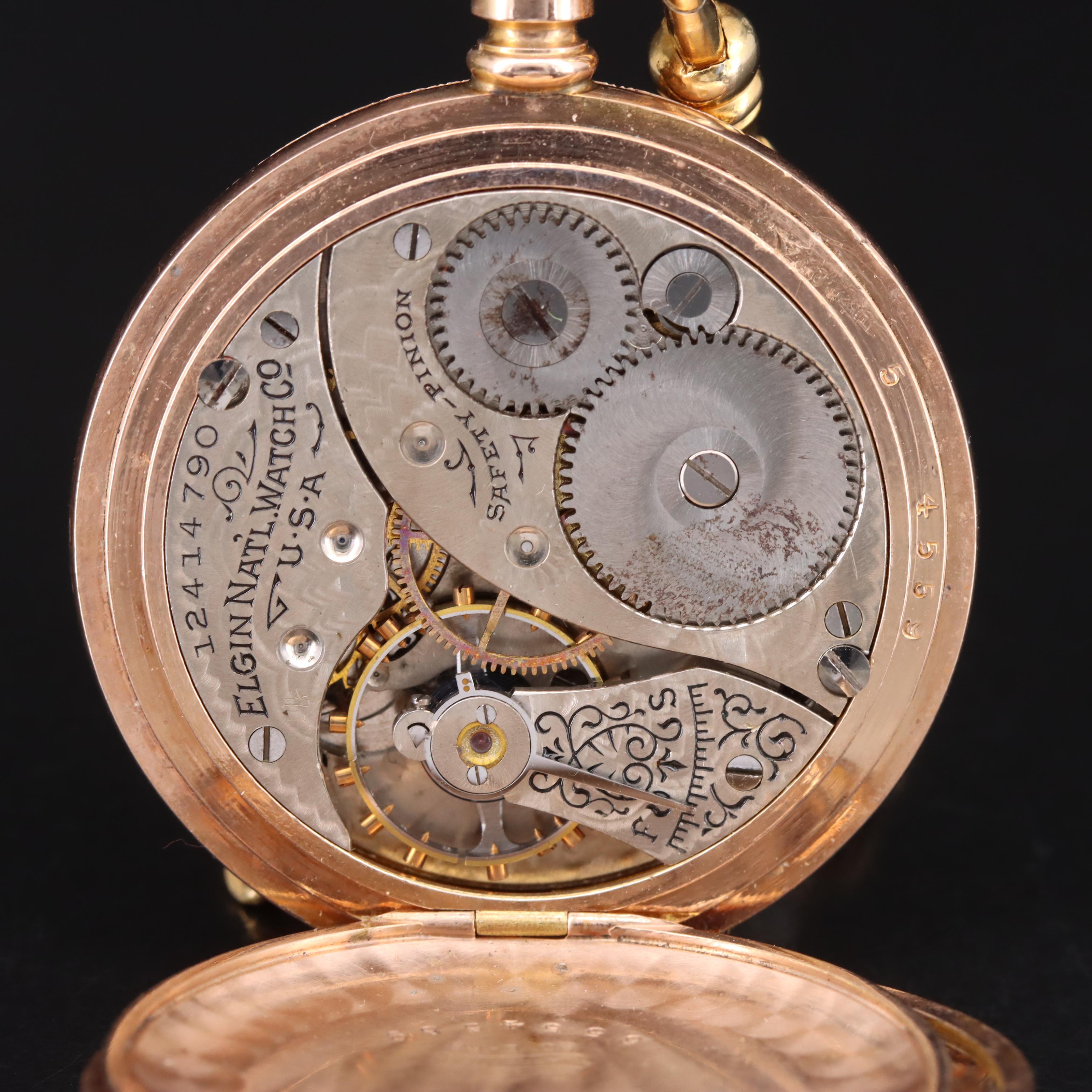 Antique Elgin Hunter Pocket Watch on Fob Necklace