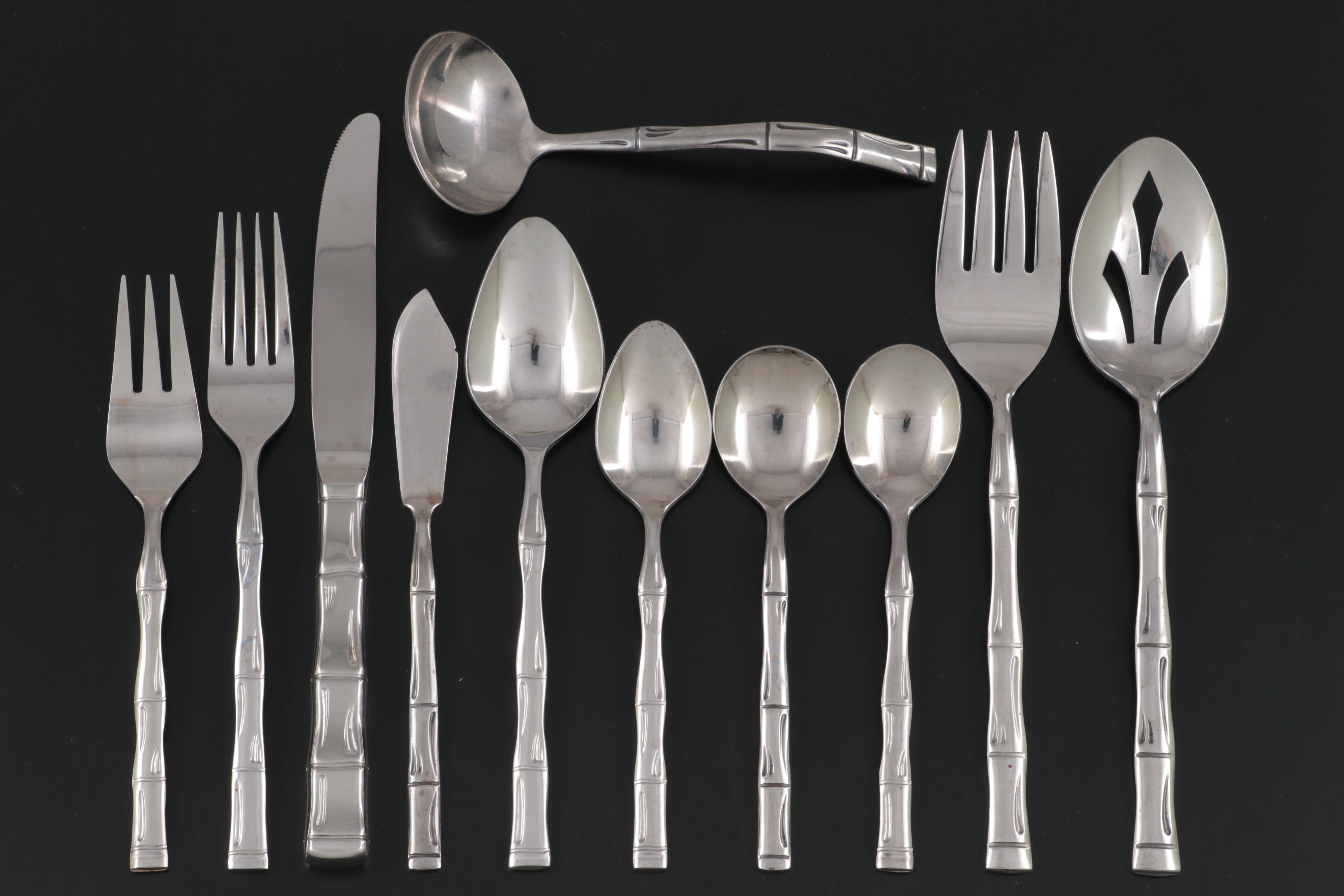 Towle "Cane" Stainless Steel Flatware and Serving Utensils, 1982-1995