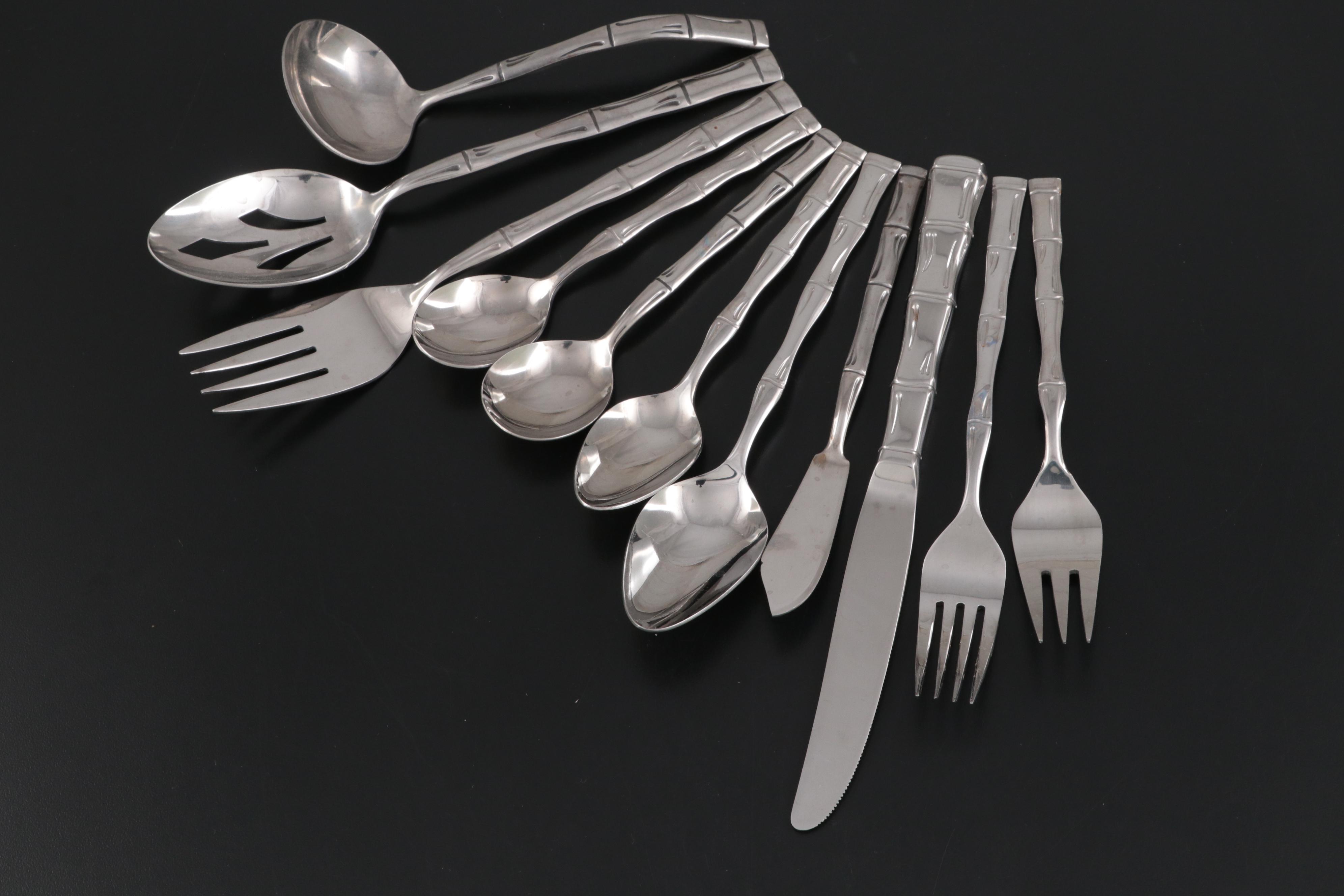 Towle "Cane" Stainless Steel Flatware and Serving Utensils, 1982-1995