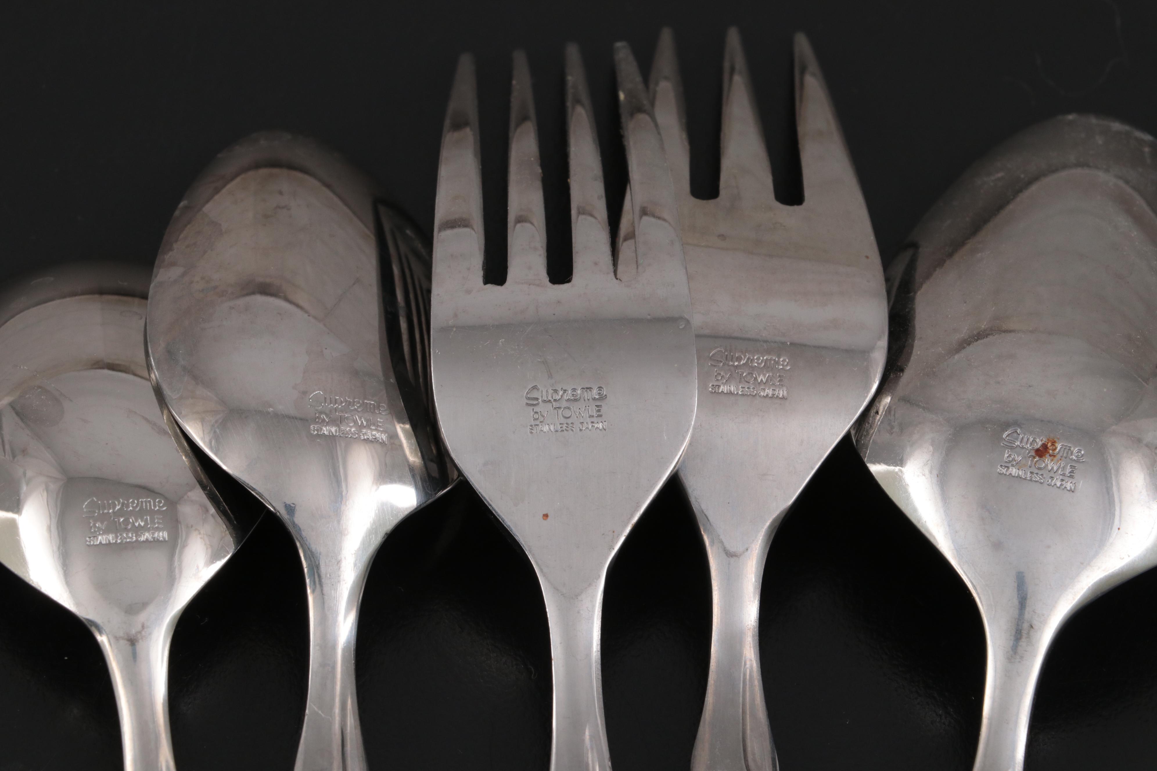 Towle "Cane" Stainless Steel Flatware and Serving Utensils, 1982-1995