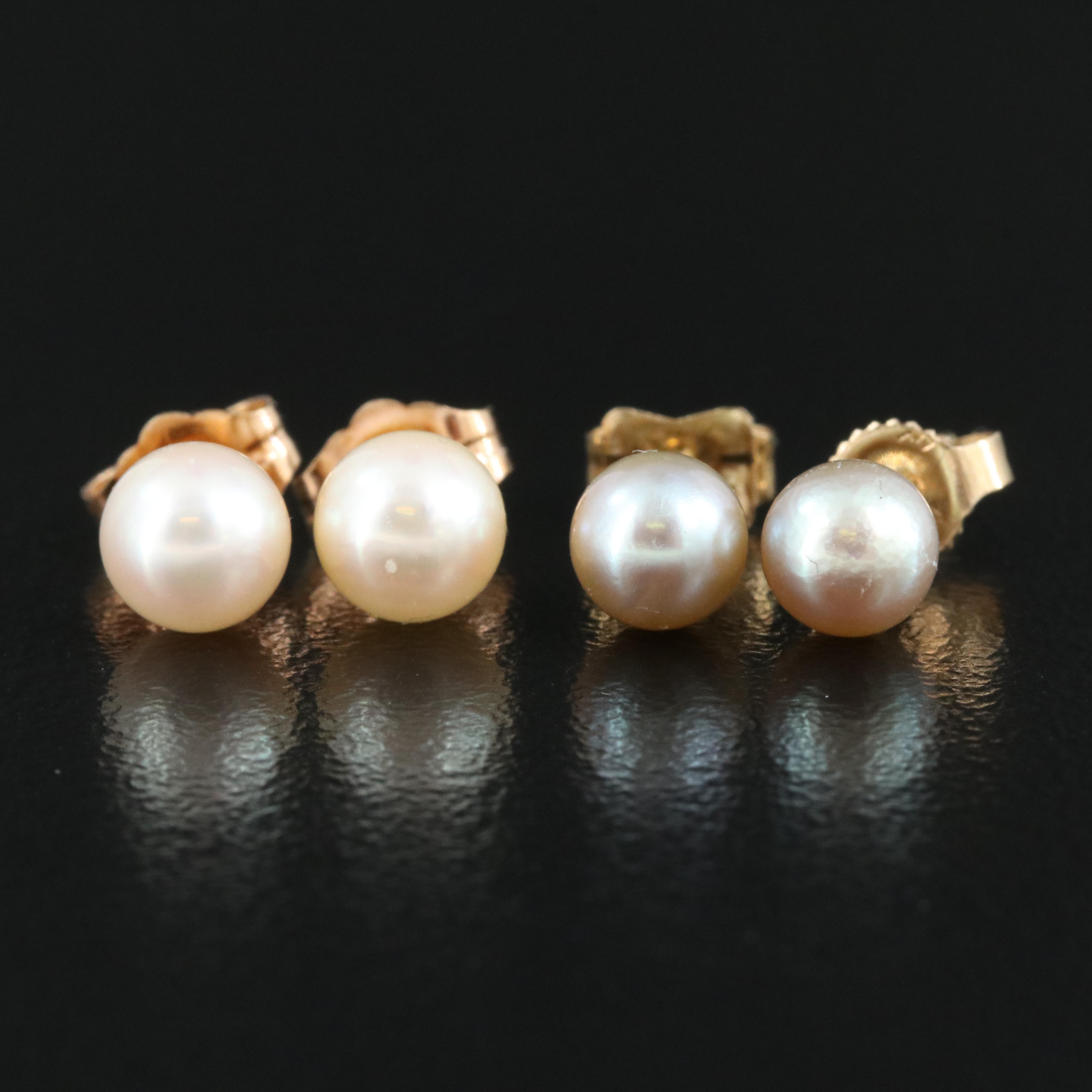 14K Pearl Stud Earrings