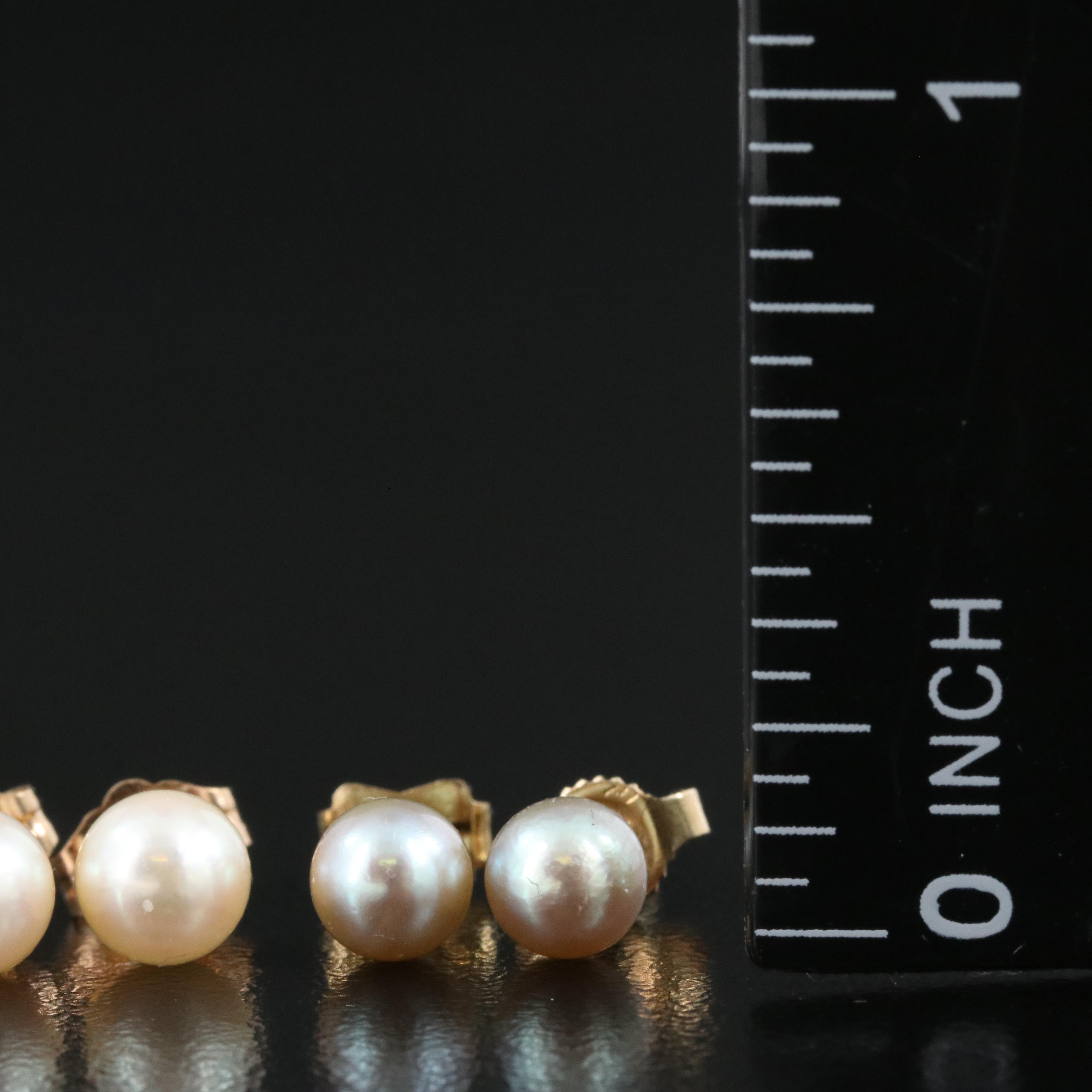 14K Pearl Stud Earrings