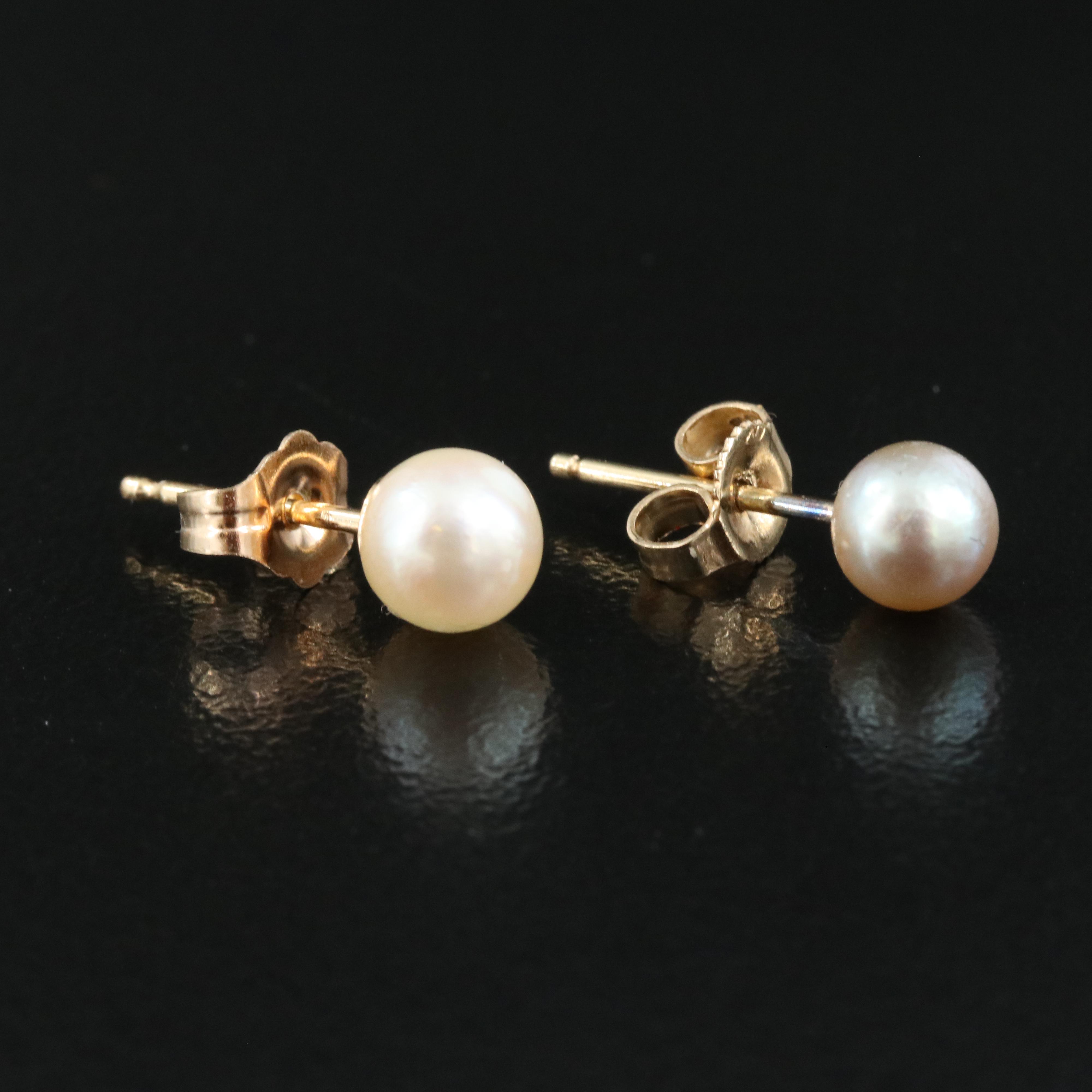 14K Pearl Stud Earrings