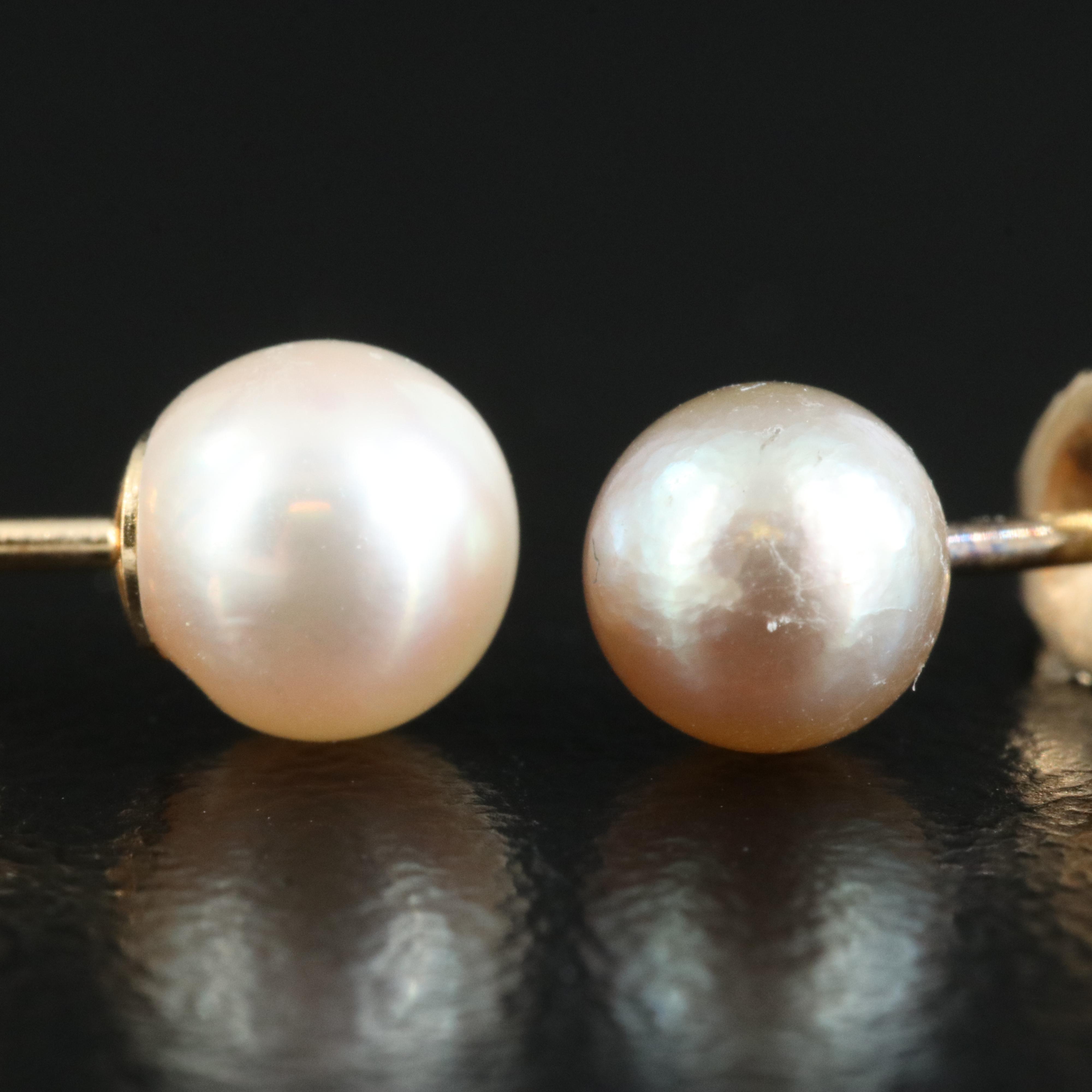 14K Pearl Stud Earrings