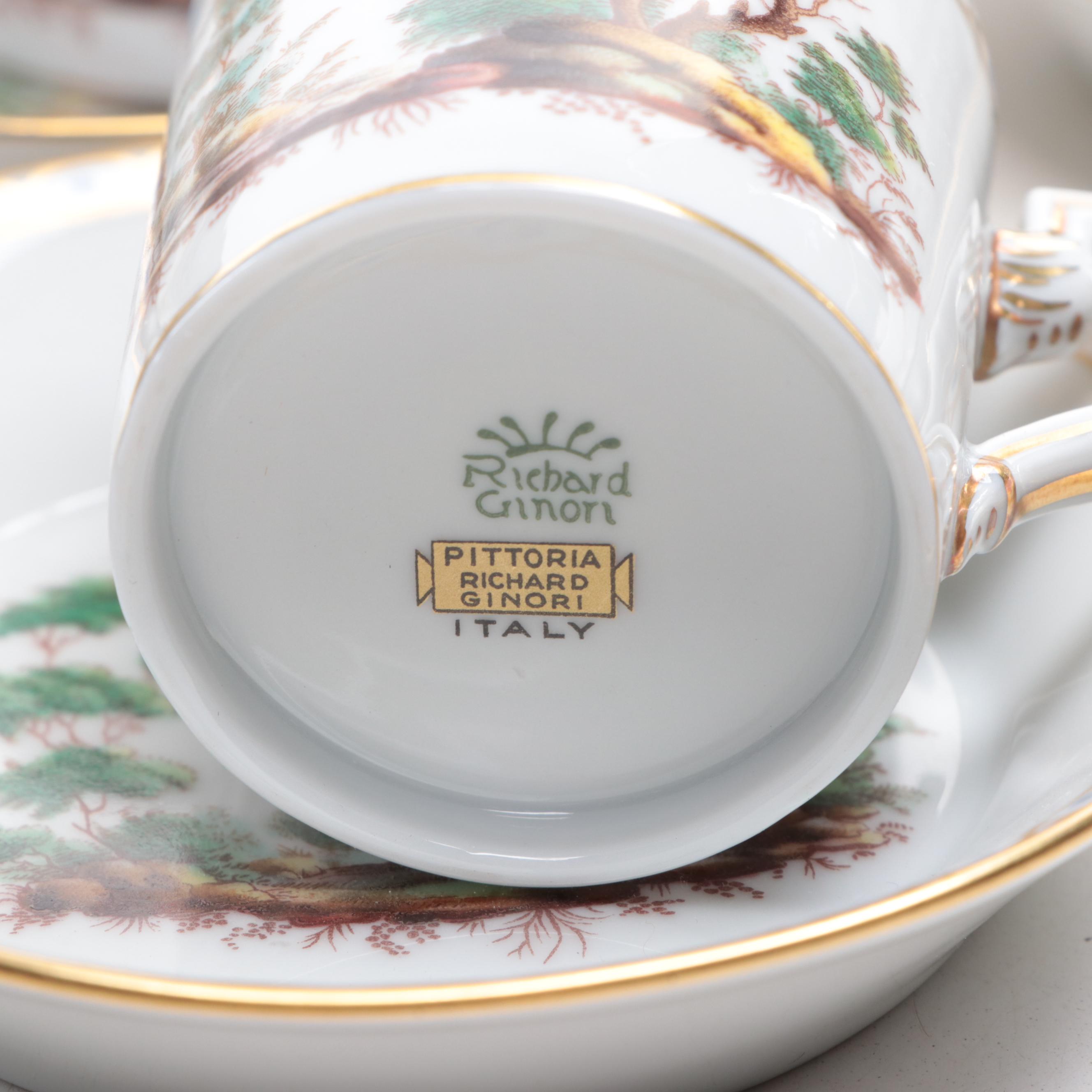 Richard Ginori Italian Porcelain Demitasse Cups and Saucers