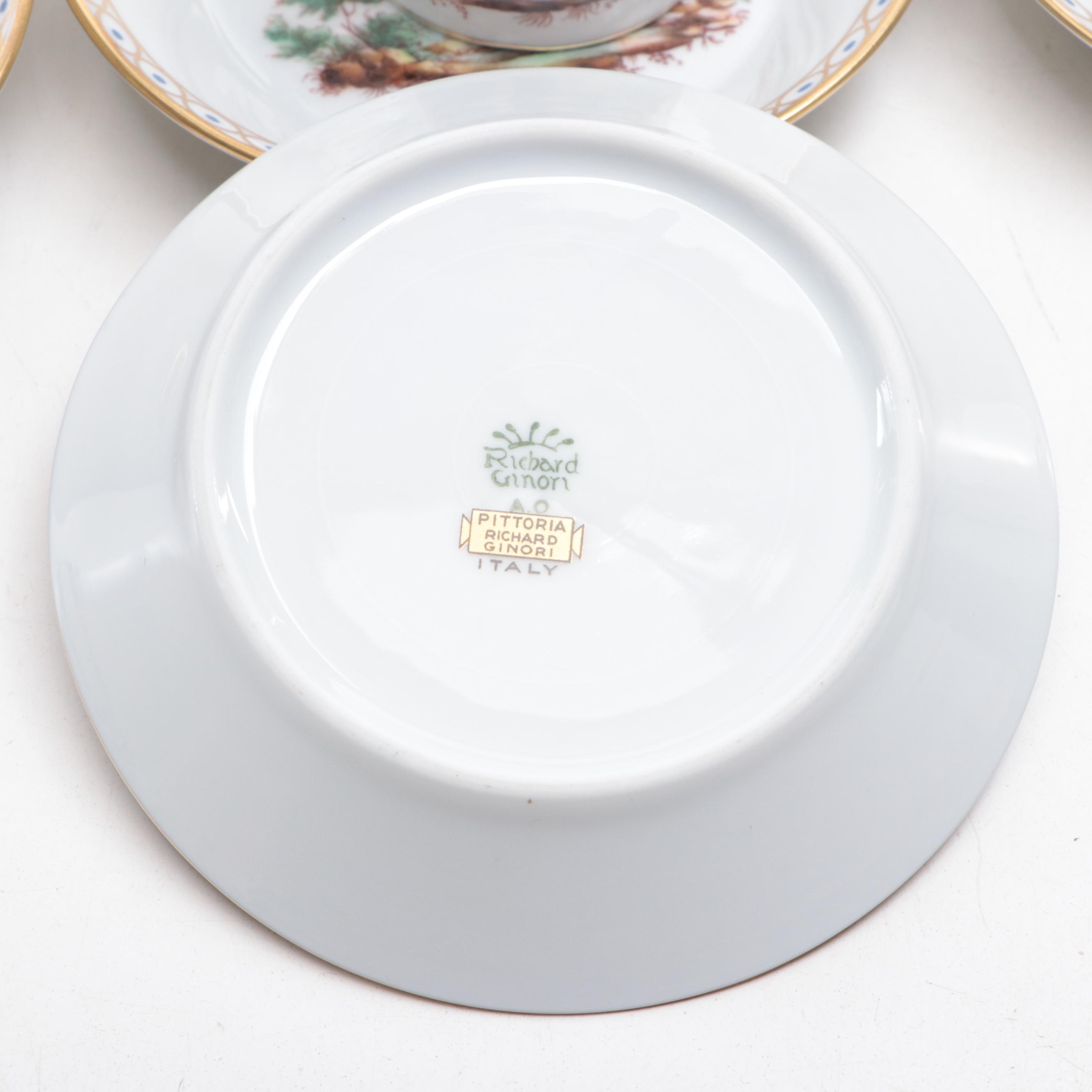 Richard Ginori Italian Porcelain Demitasse Cups and Saucers