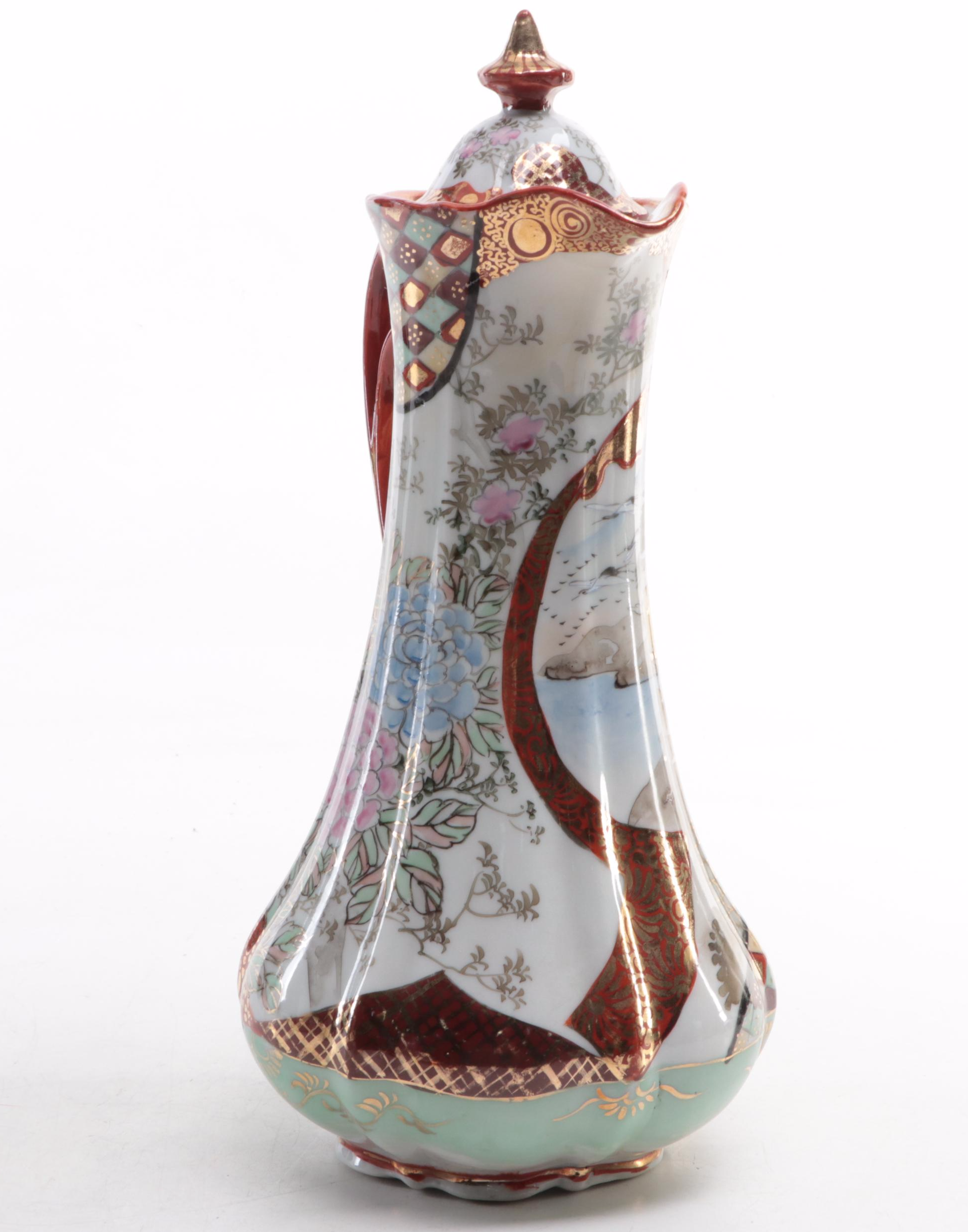 Japanese Kutani Porcelain Chocolate Pot, Early to Mid-20th Century