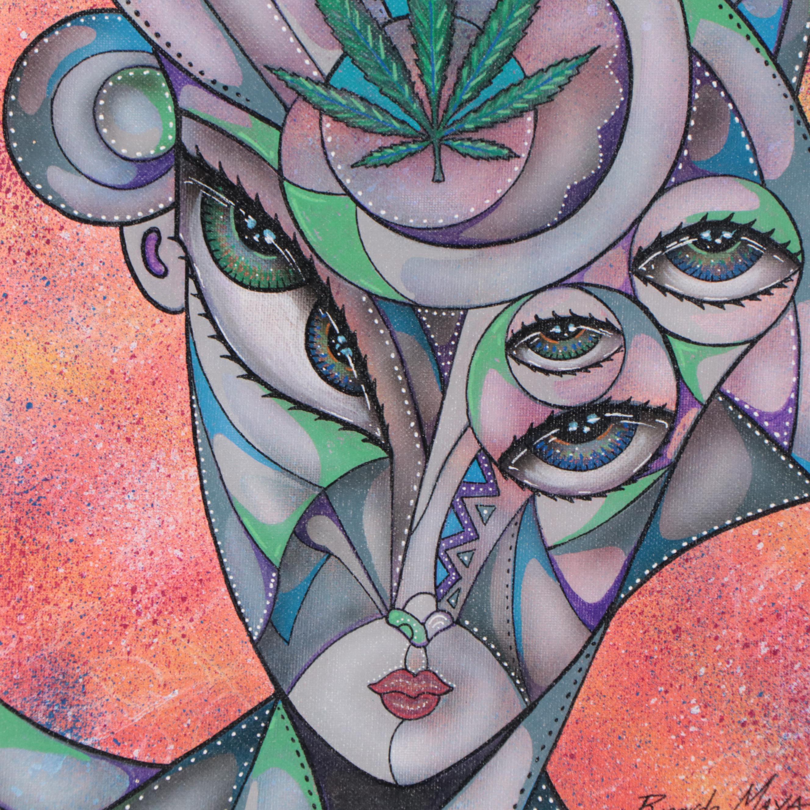 Ricardo Maya Acrylic Portrait, 21st Century