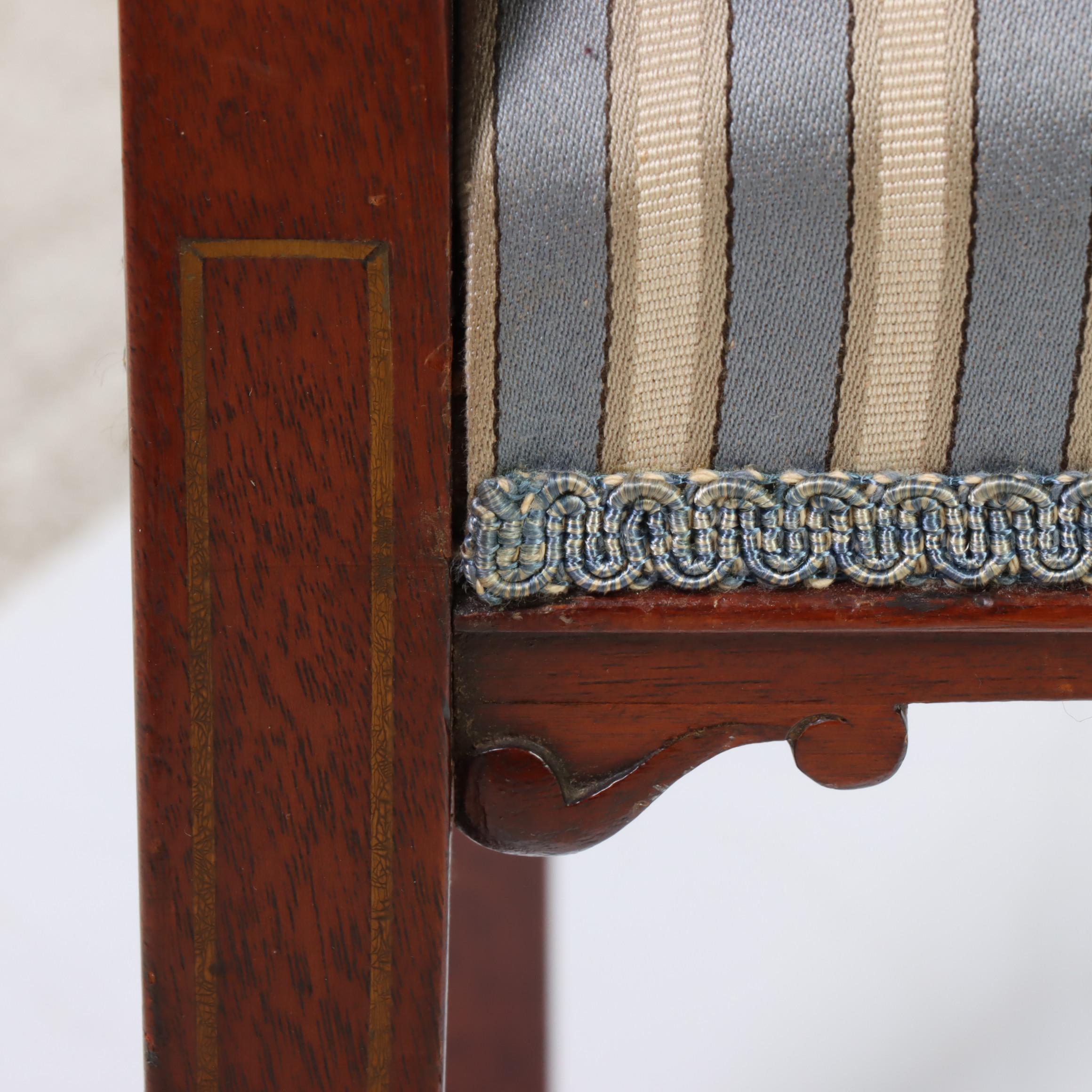 Neoclassical Style Mahogany, Marquetry, and Mother-of-Pearl Inlaid Window Seat