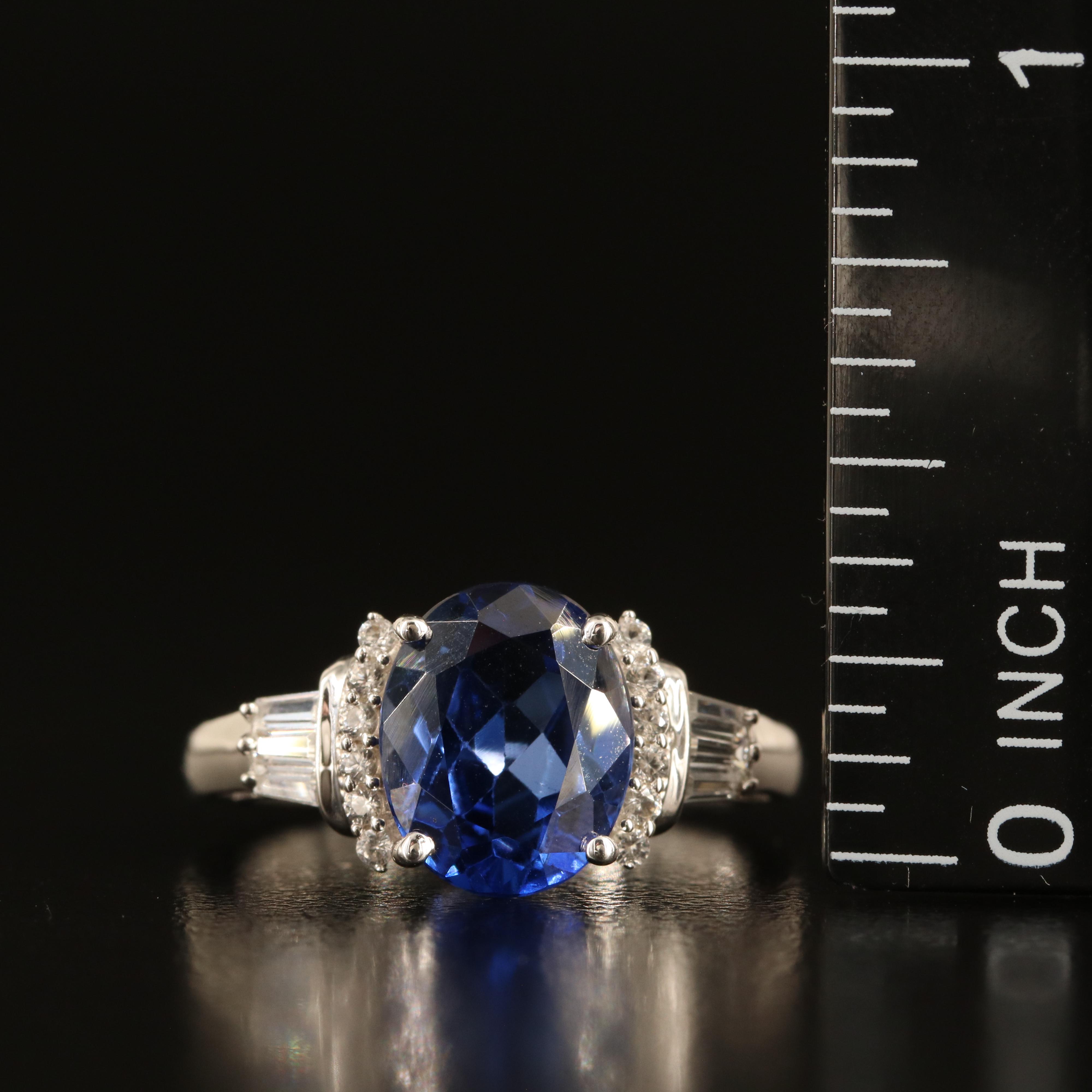 Sterling Sapphire and White Sapphire Ring