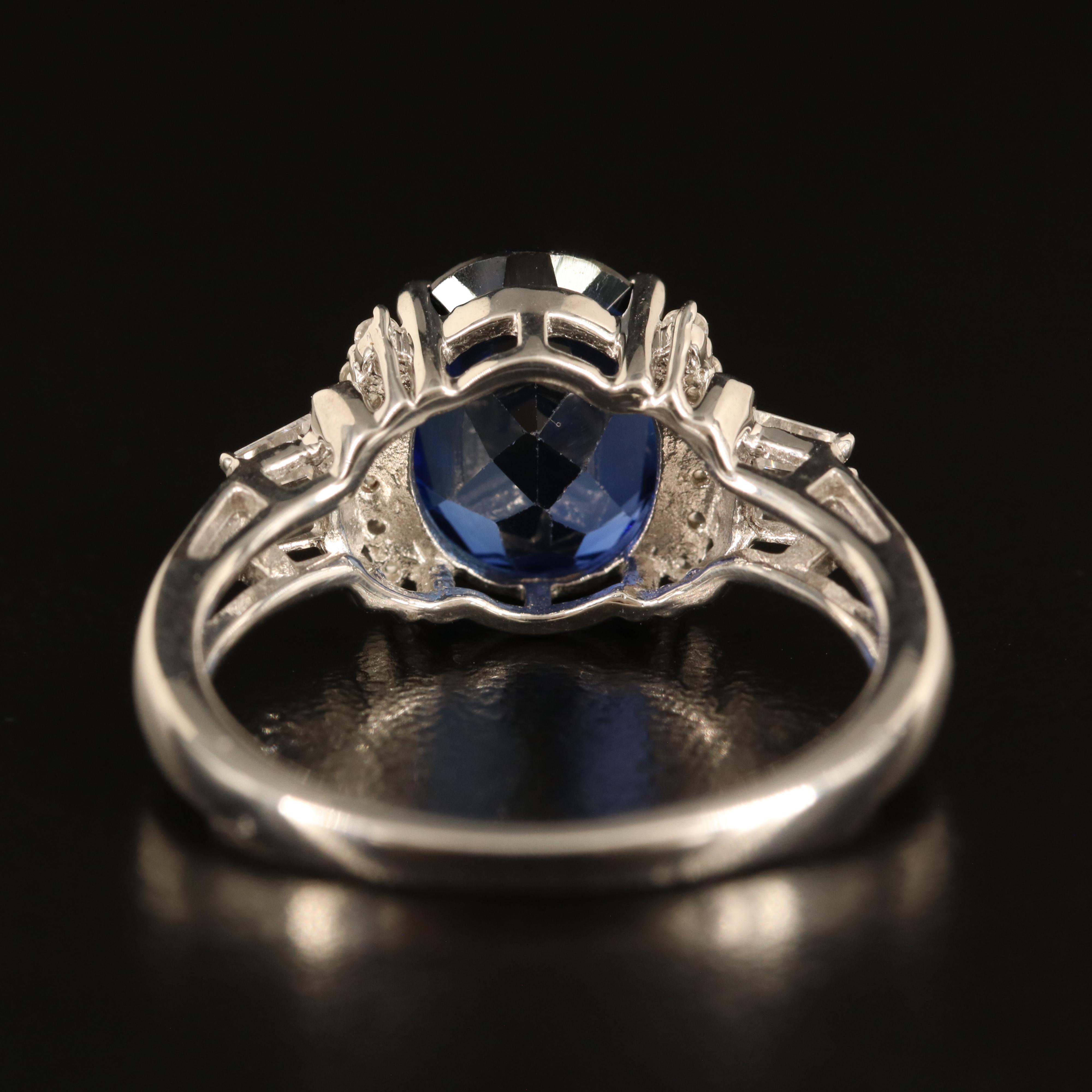 Sterling Sapphire and White Sapphire Ring