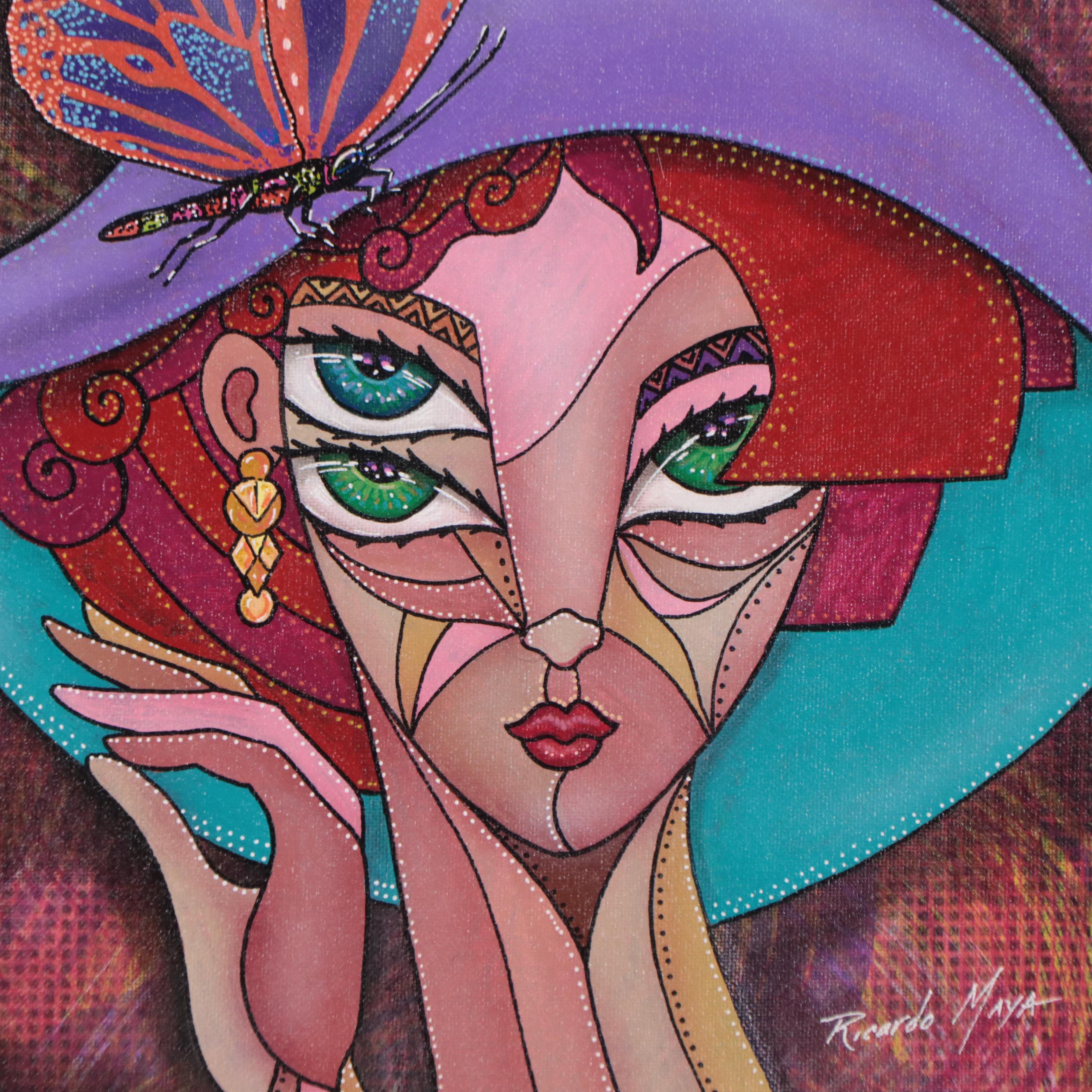 Ricardo Maya Acrylic Portrait, 21st Century