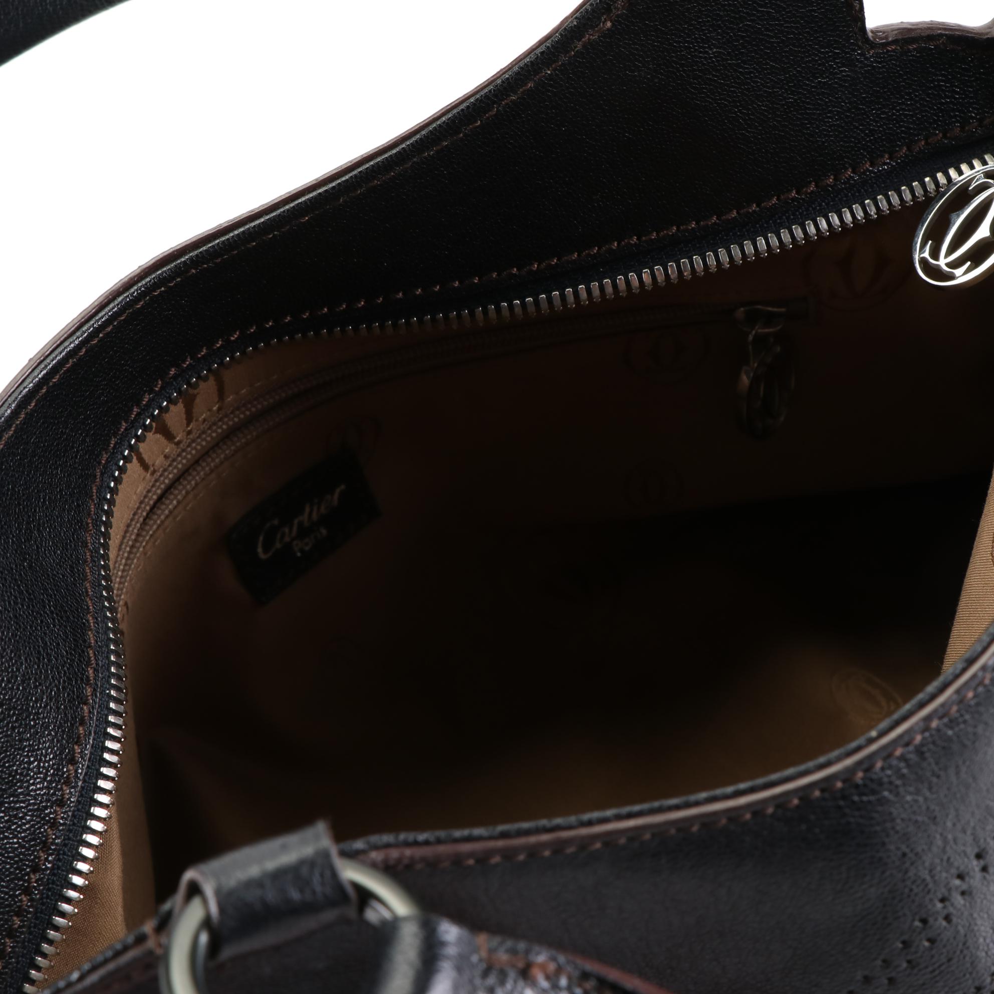 Cartier Small Marcello Handbag in Black Goatskin Leather