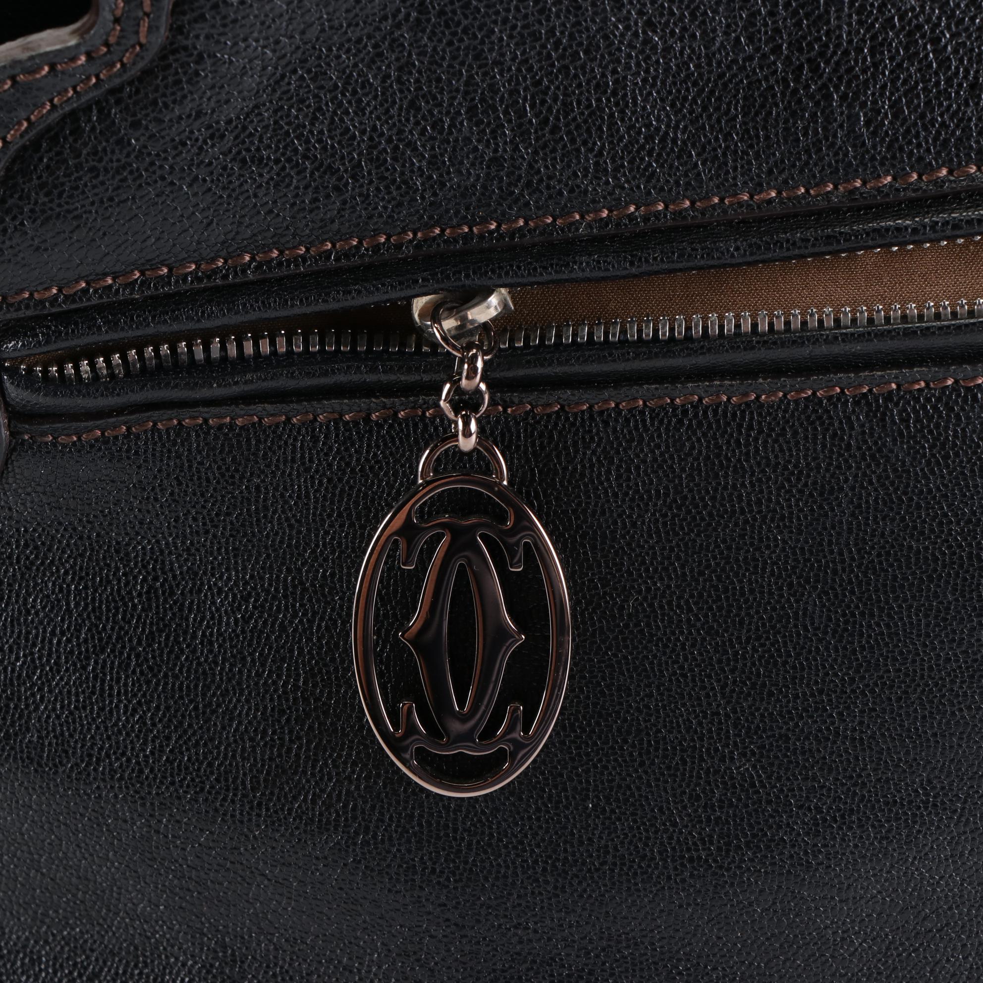 Cartier Small Marcello Handbag in Black Goatskin Leather