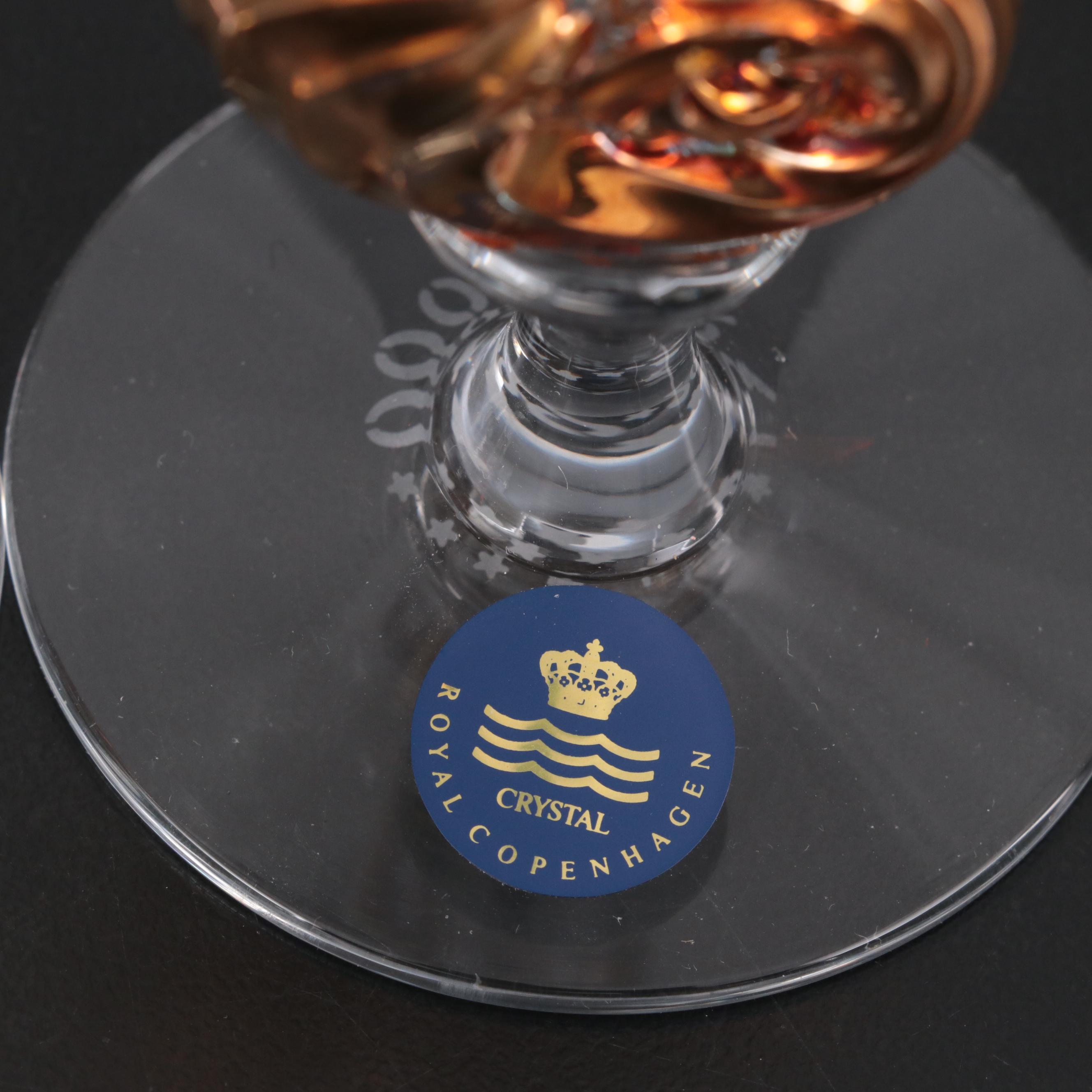 Royal Copenhagen "Neptune" Millennium Crystal Flutes with Other Drinkware