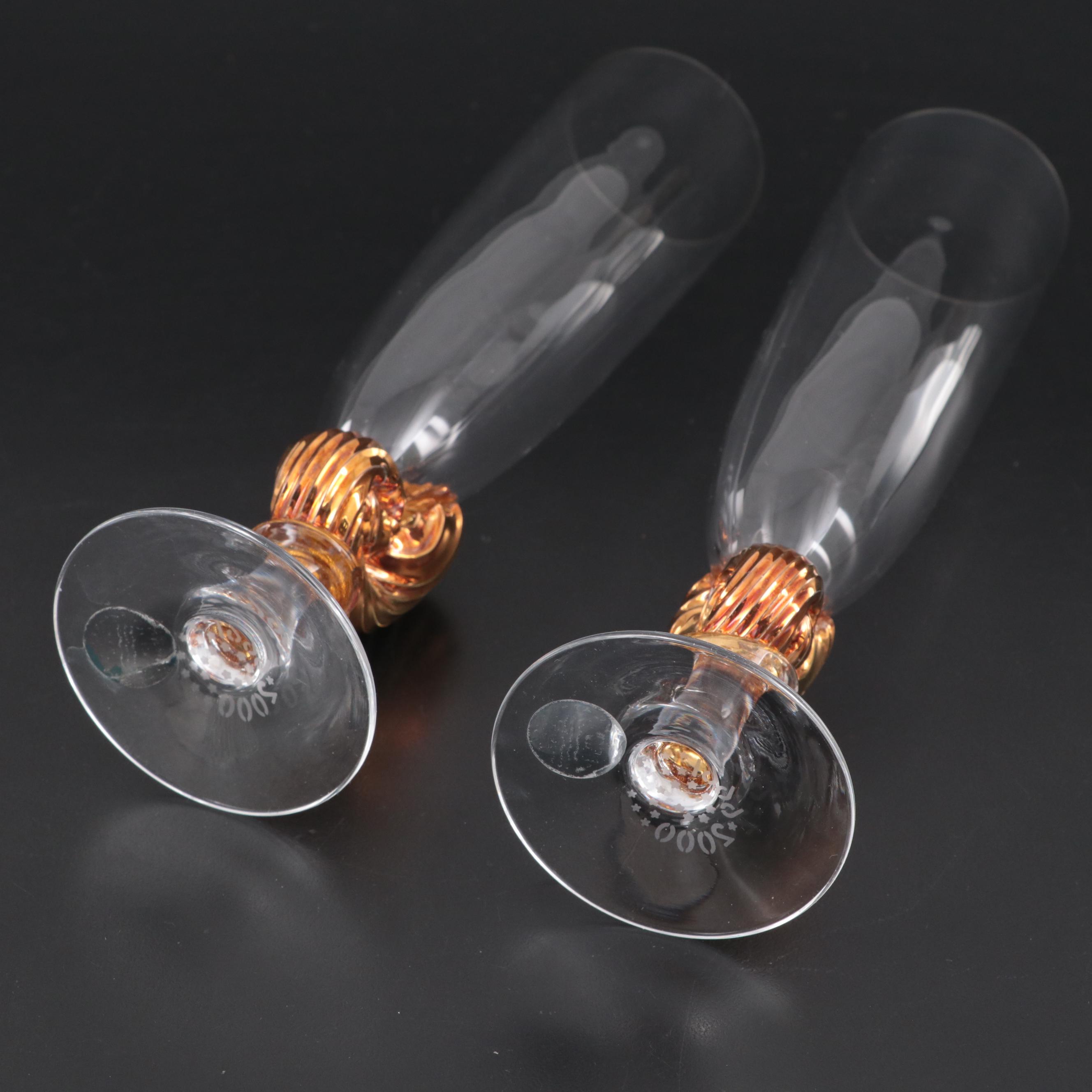 Royal Copenhagen "Neptune" Millennium Crystal Flutes with Other Drinkware