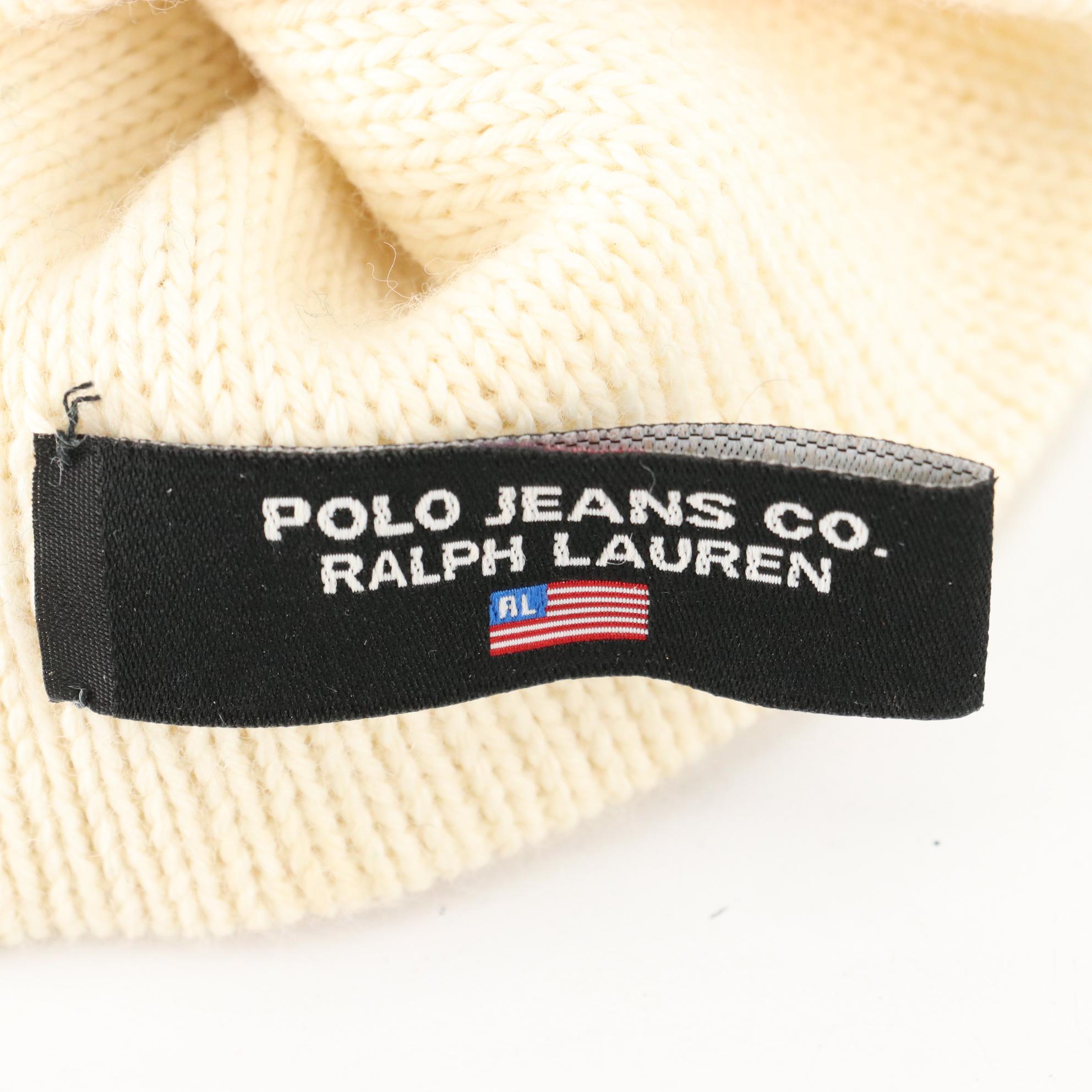 Ralph Lauren American Flag Beanie with Thinsulate 40 Gram Green Leather Gloves